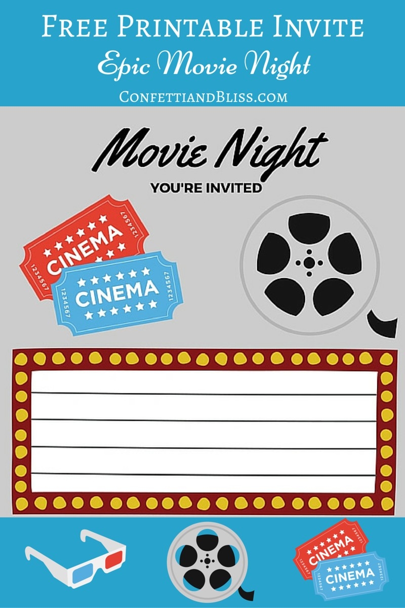 Printable Blank Movie Party Invitations