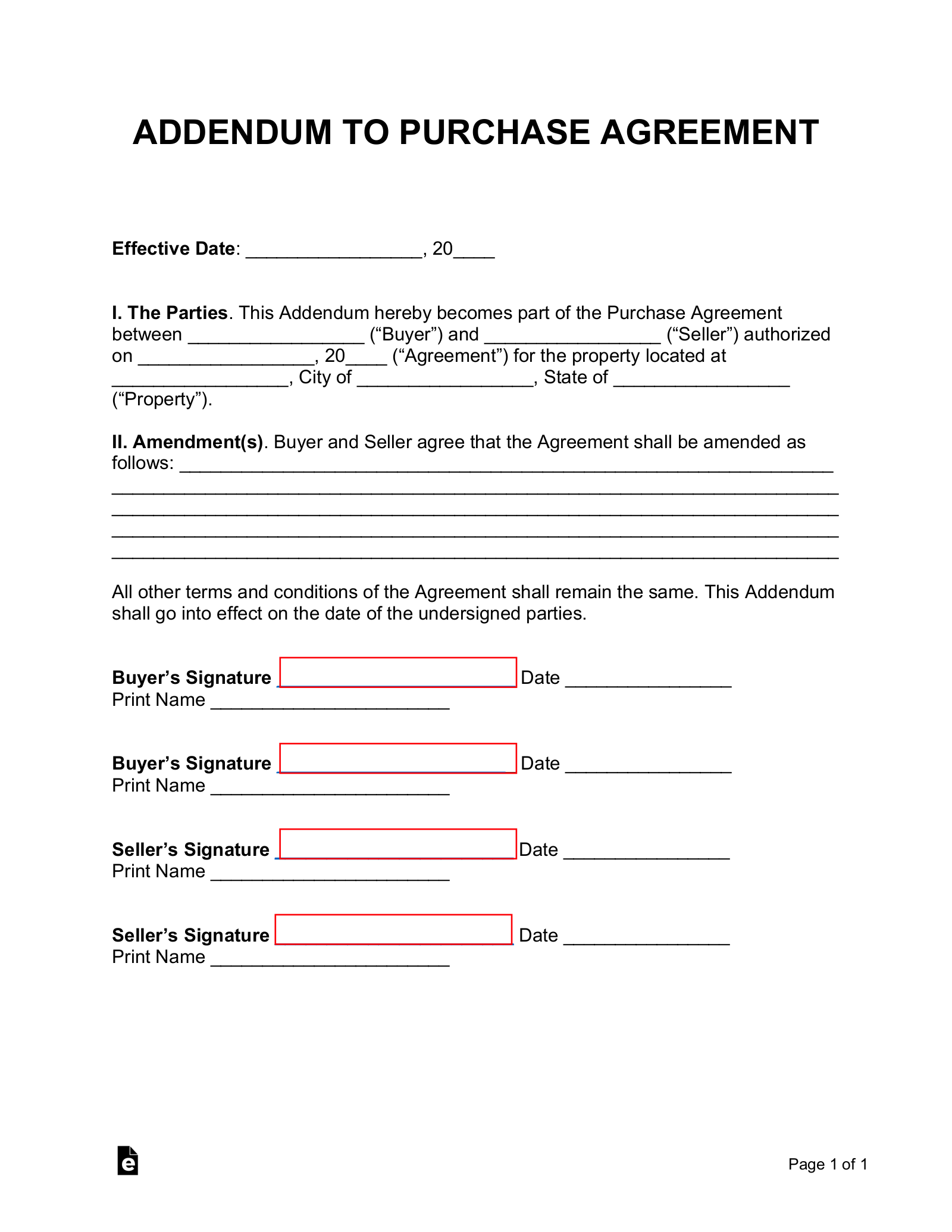 Free Purchase Agreement Addendums amp Disclosures 10 PDF Word 