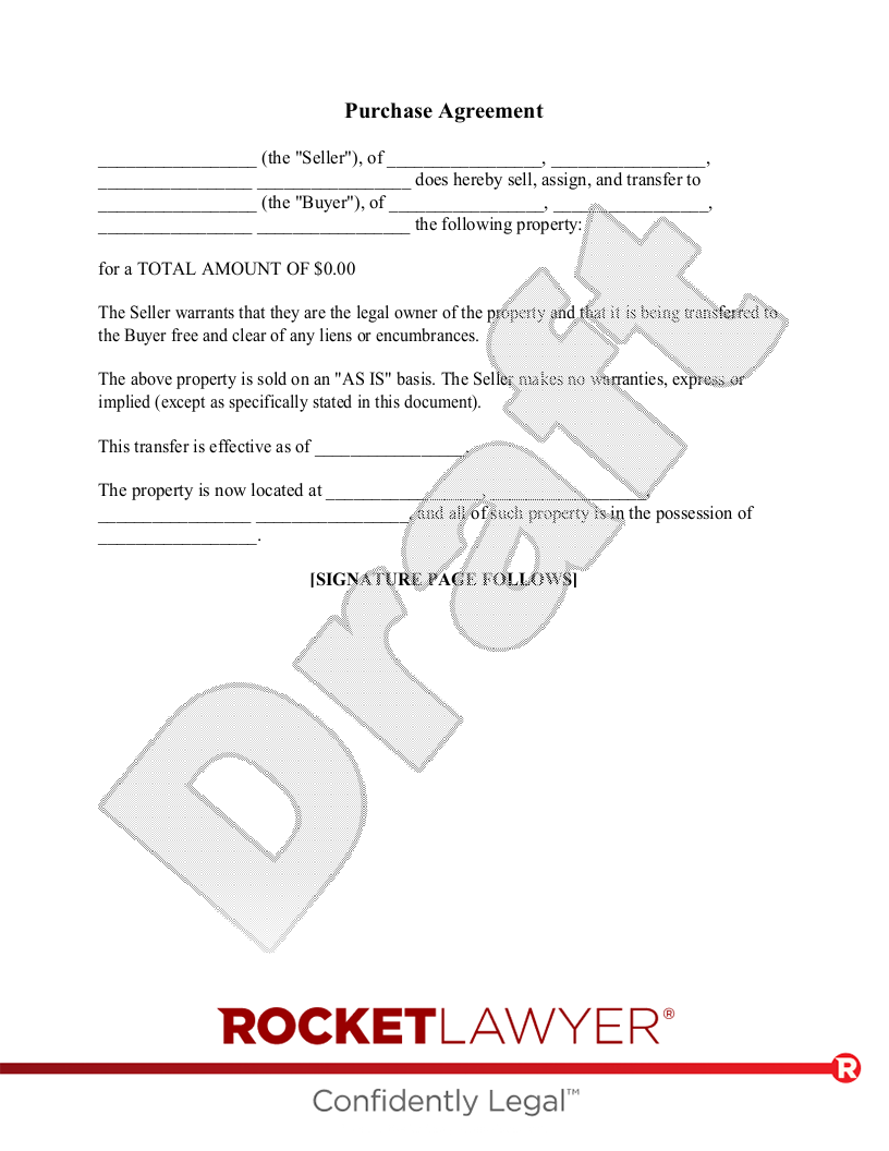 Free Purchase Agreement Template amp FAQs Rocket Lawyer