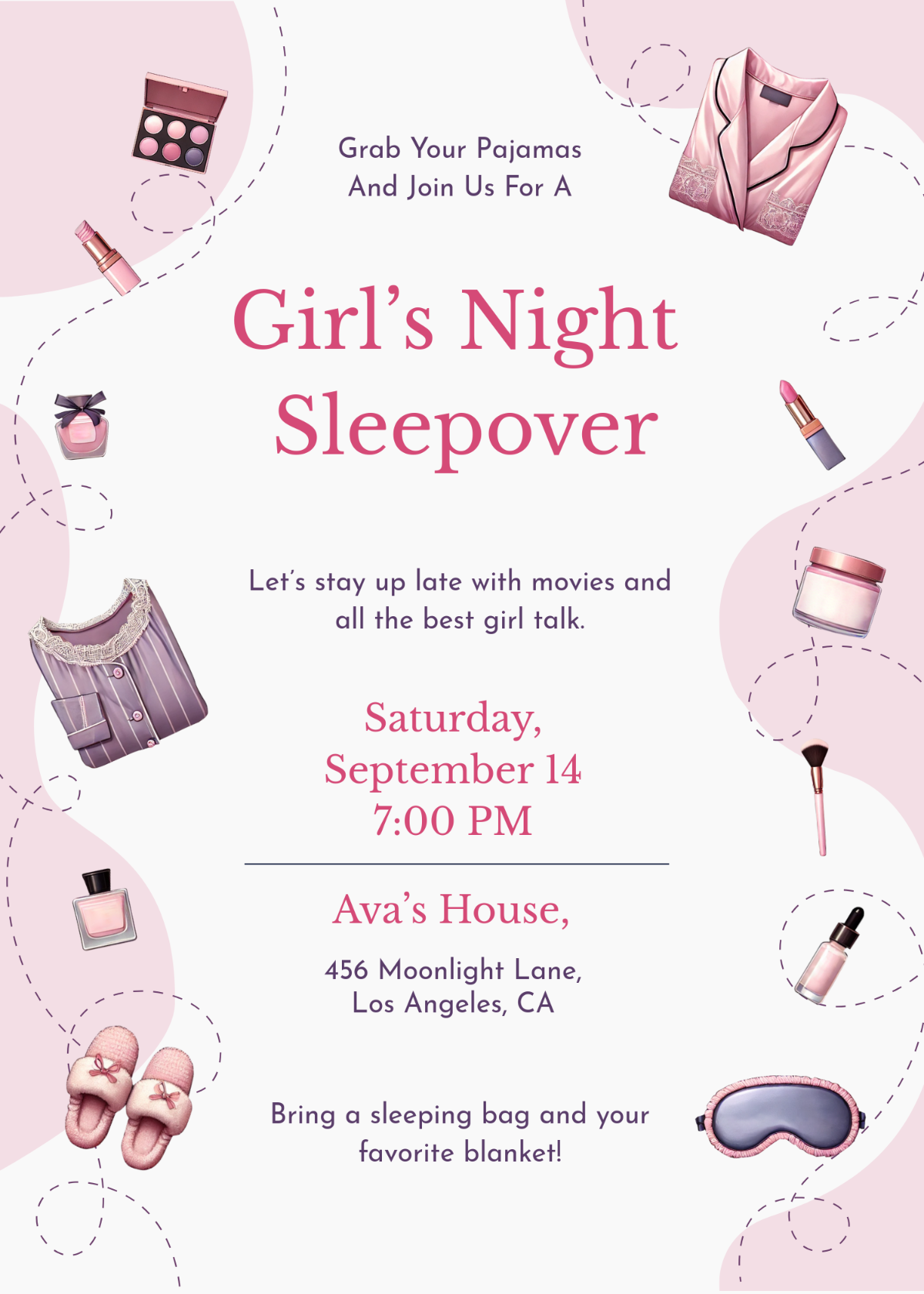 Free Retro Sleepover At Home Invitation Template To Edit Online