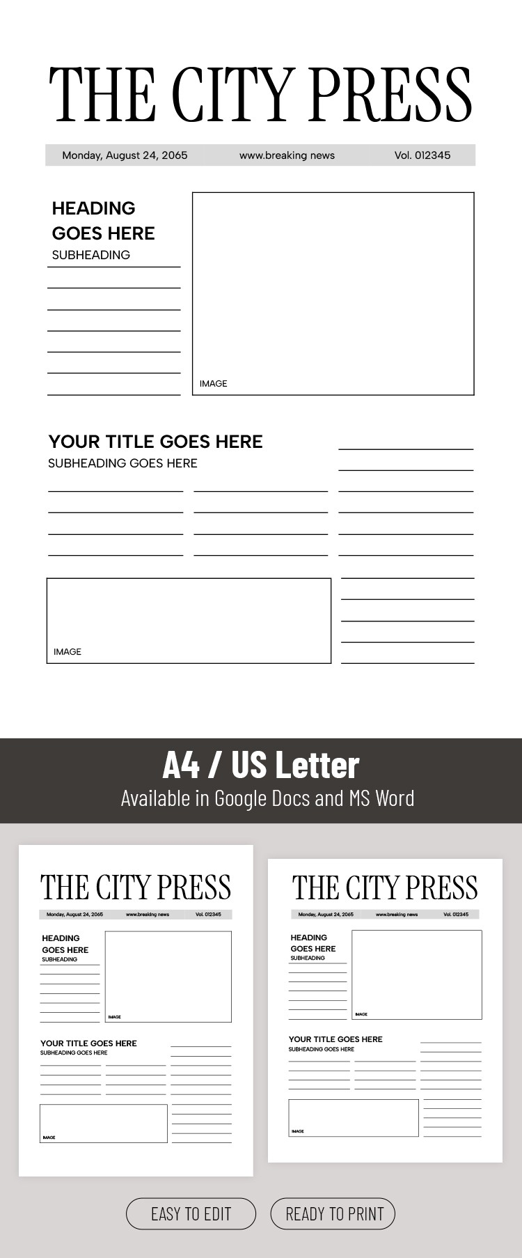 Free Schule Leere Zeitungsvorlage Vorlage F r Google Docs And 
