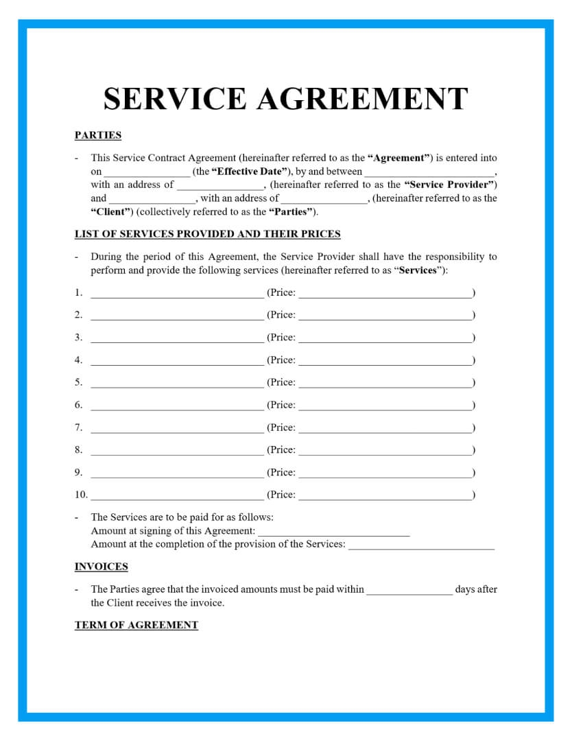 Blank Contracts Printable