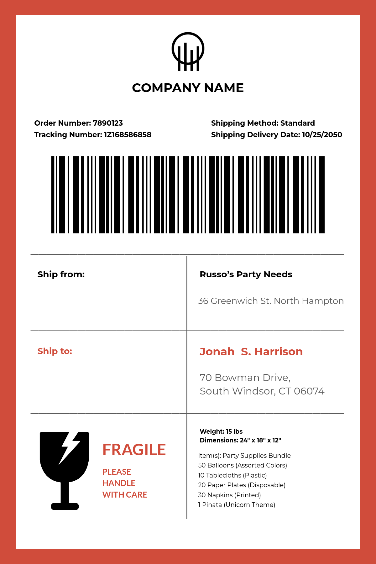 Blank Shipping Label Printable