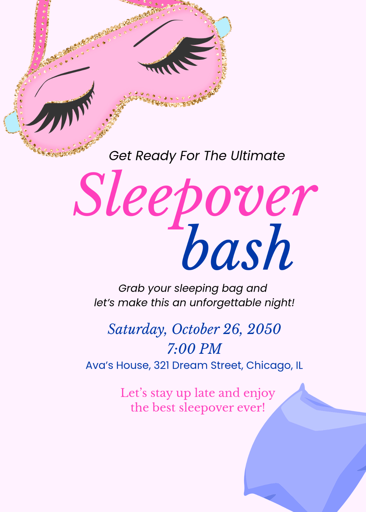 Blank Printable Sleepover Invitations