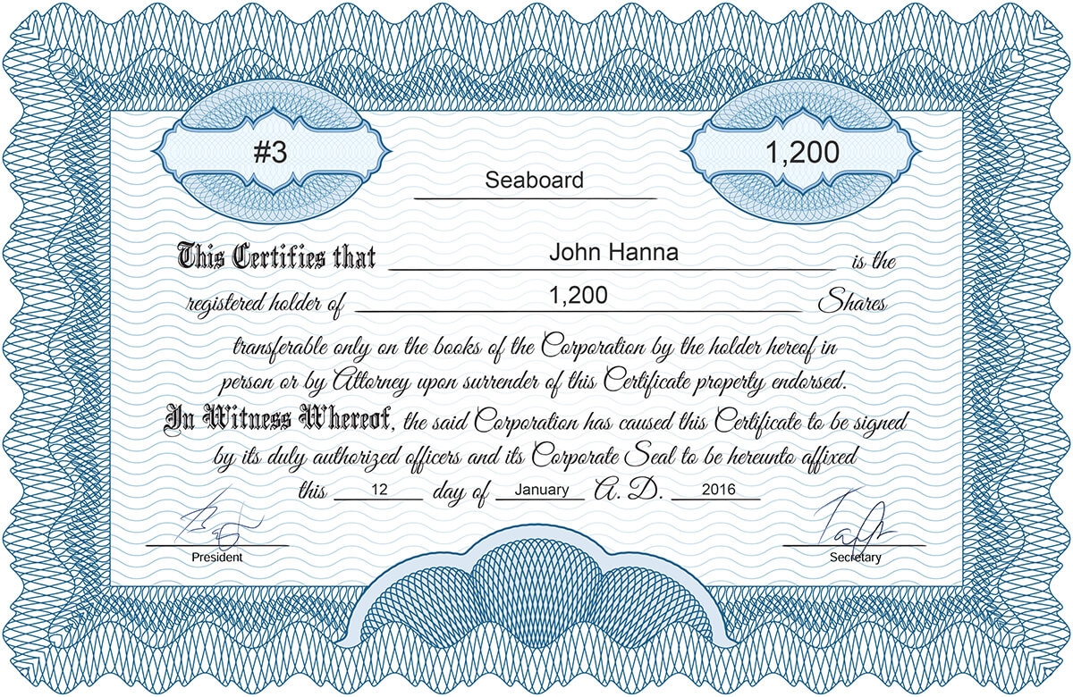 Printable Blank Stock Certificates