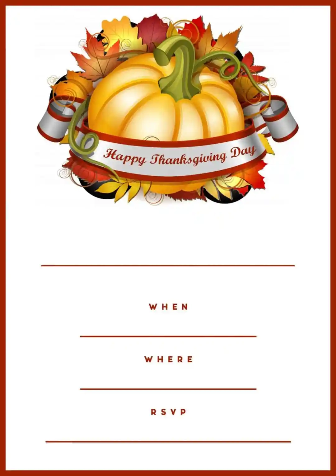 Blank Free Printable Thanksgiving Invitation