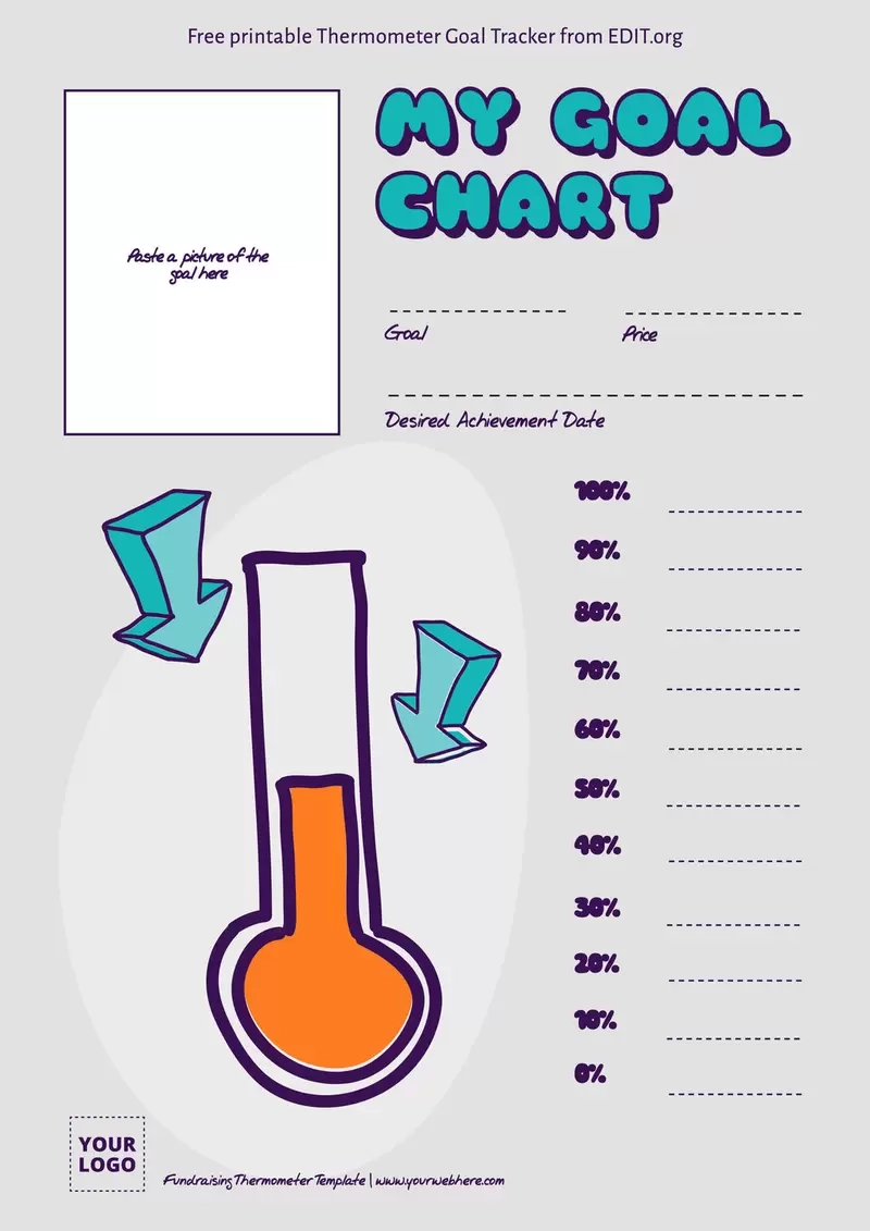 Printable Blank Goal Thermometer