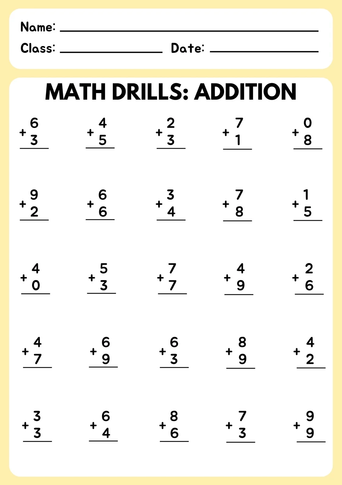 Blank Printable Homework For Math