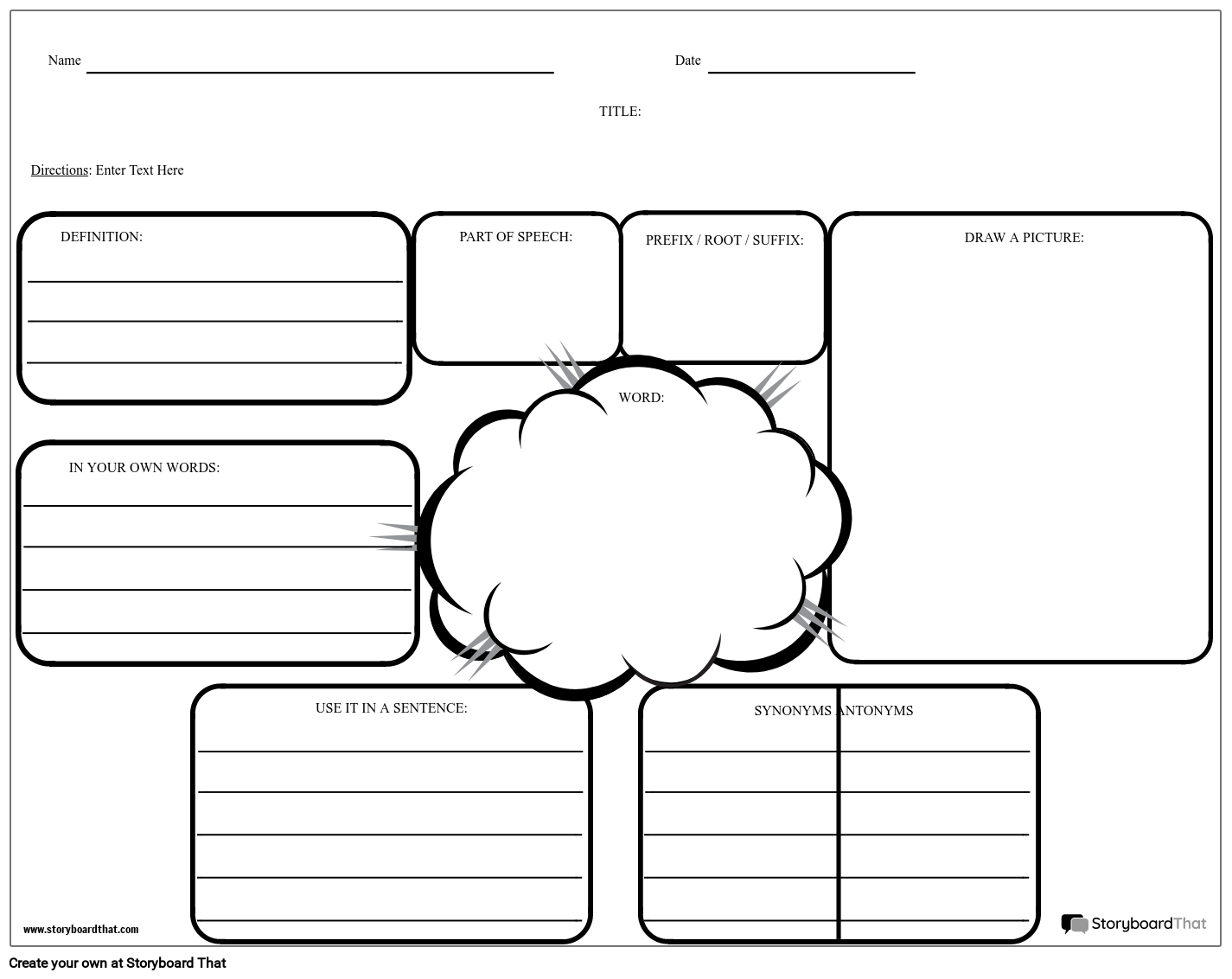 Free Vocabulary Worksheet Templates At StoryboardThat Worksheets 