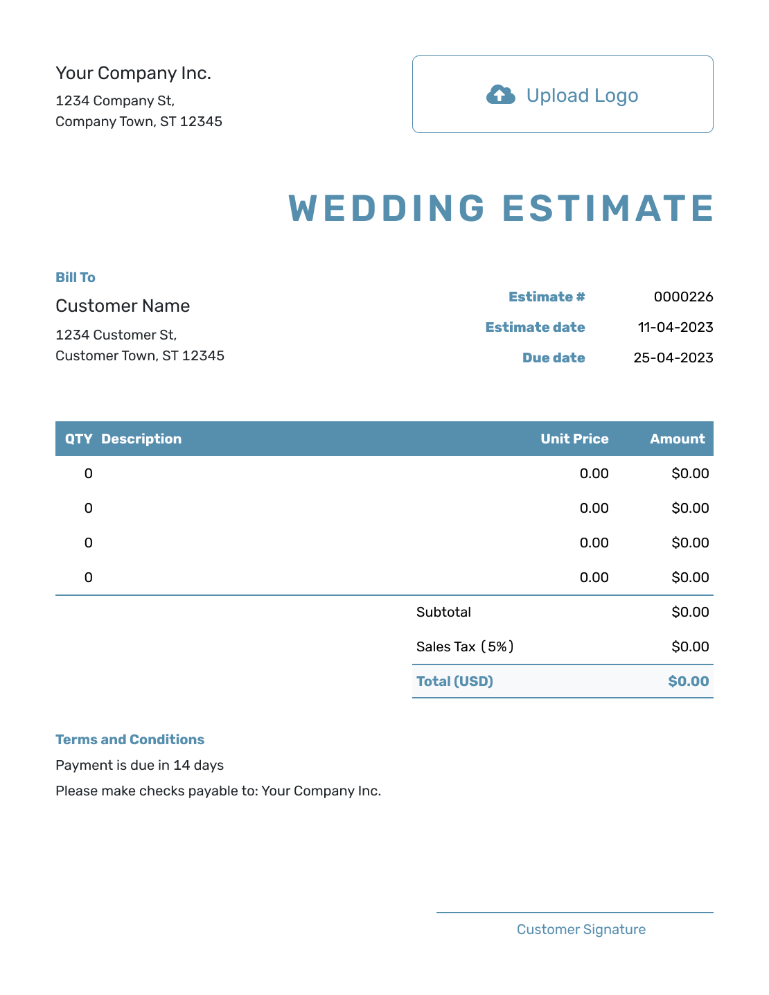 Free Wedding Estimate Template Docelf