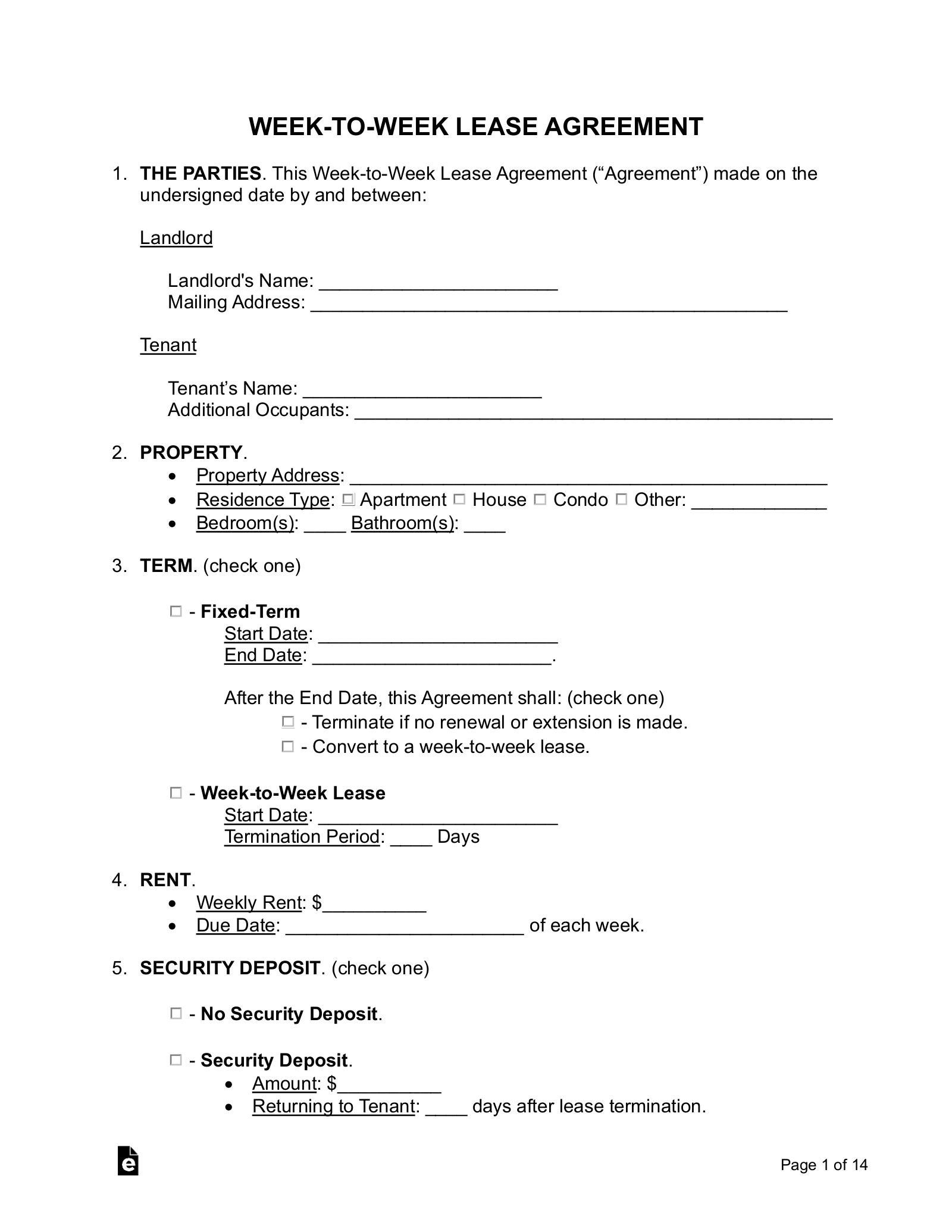 Free Blank Printable Leases