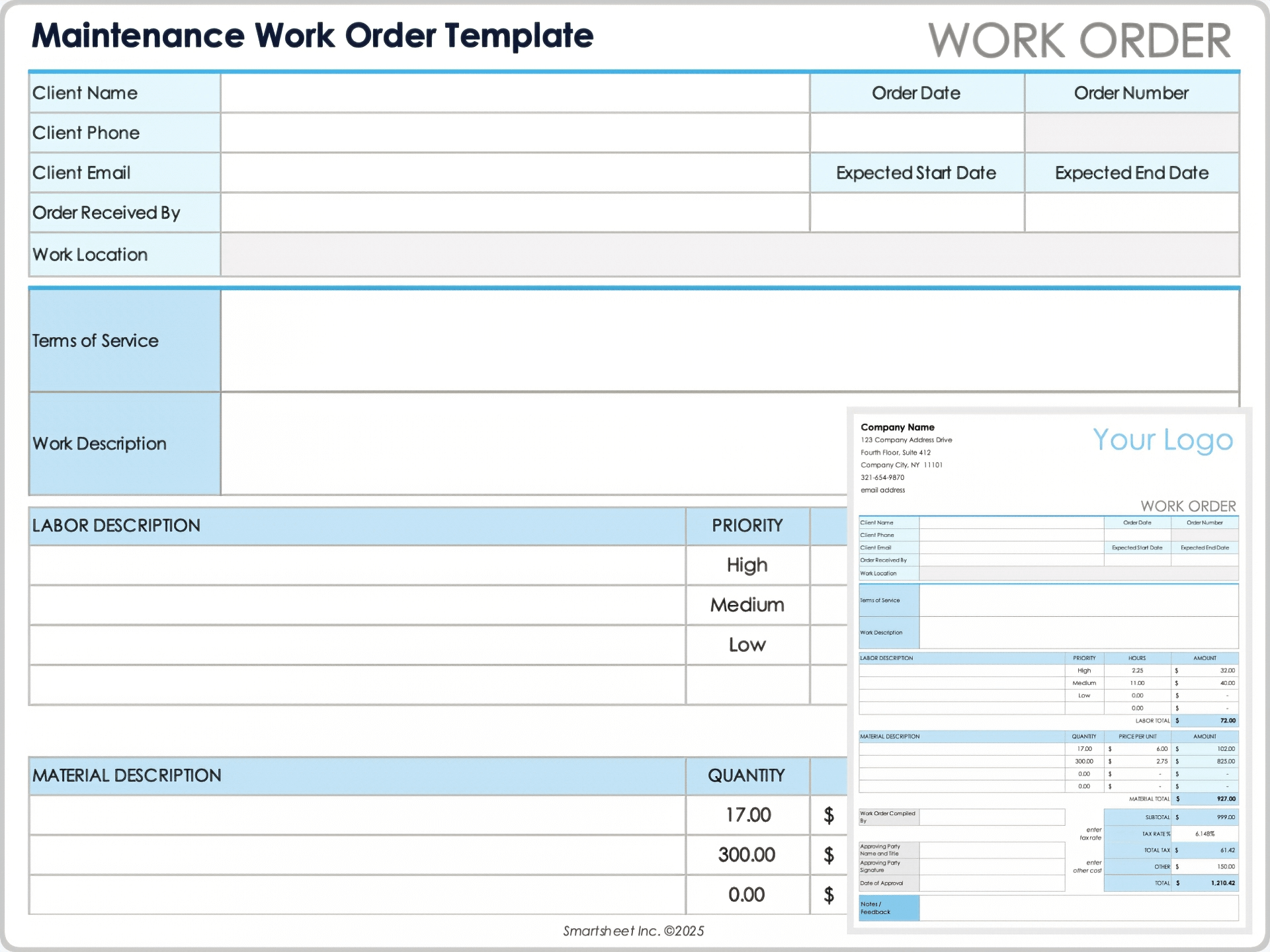 Free Work Order Forms amp Templates All Formats Editable
