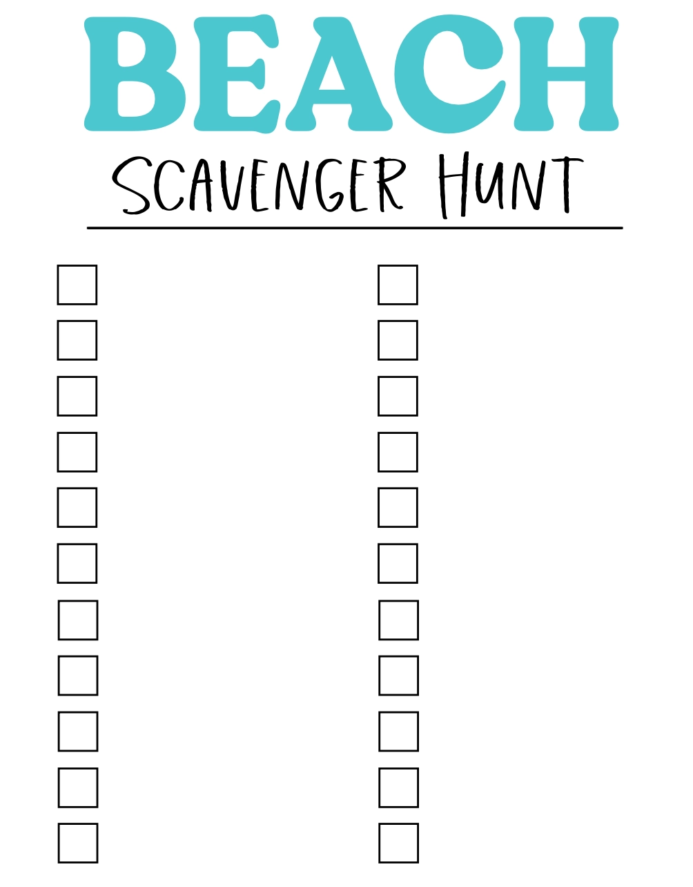 Fun Beach Scavenger Hunt Printable For Kids 