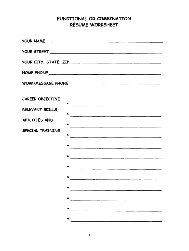 Resume Template Printable Blank