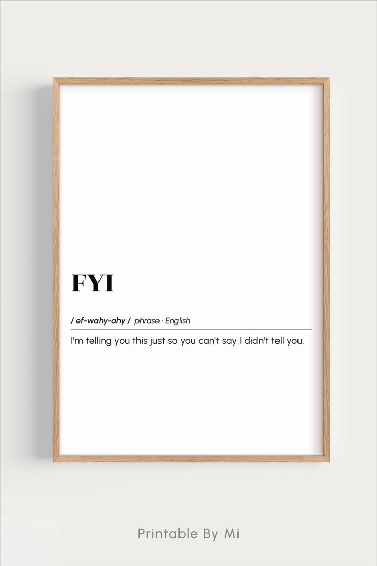 FYI For Your Information Definition Funny Digital Printable 
