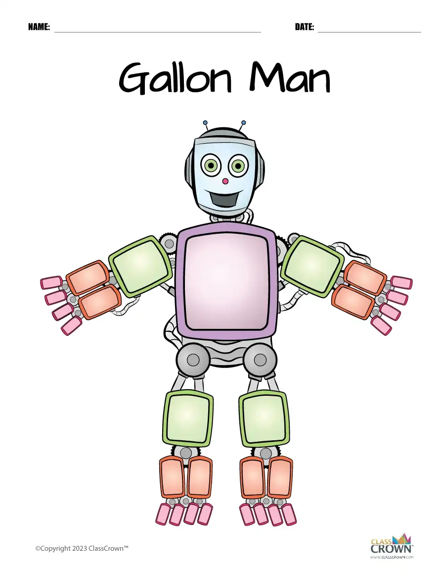 Gallon Man Chart Color Blank Chart ClassCrown