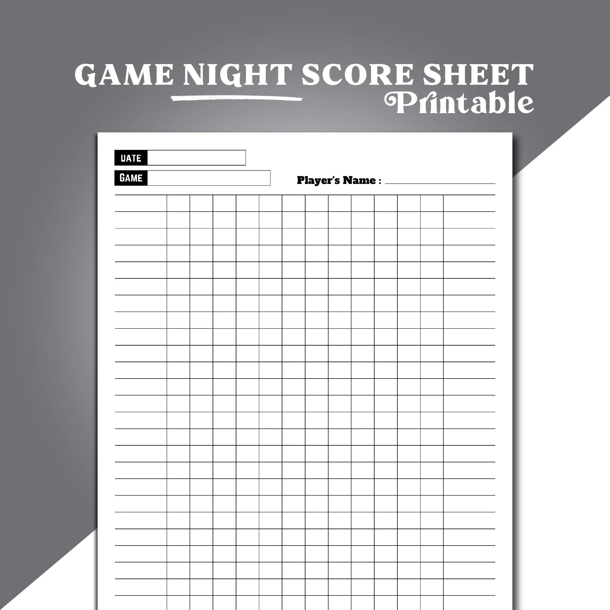 Game Night Score Sheets Blank Board Game Score Sheets Family 