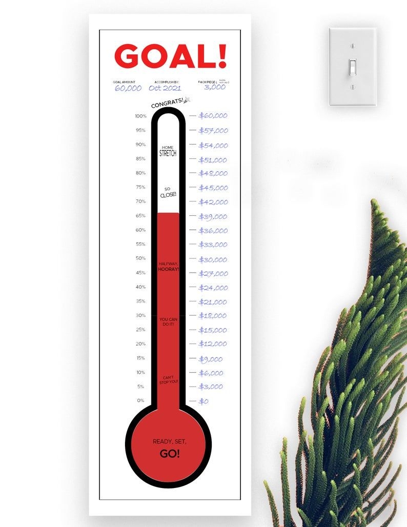 GIANT GOAL Thermometer Chart Tracker Download amp Print Poster 