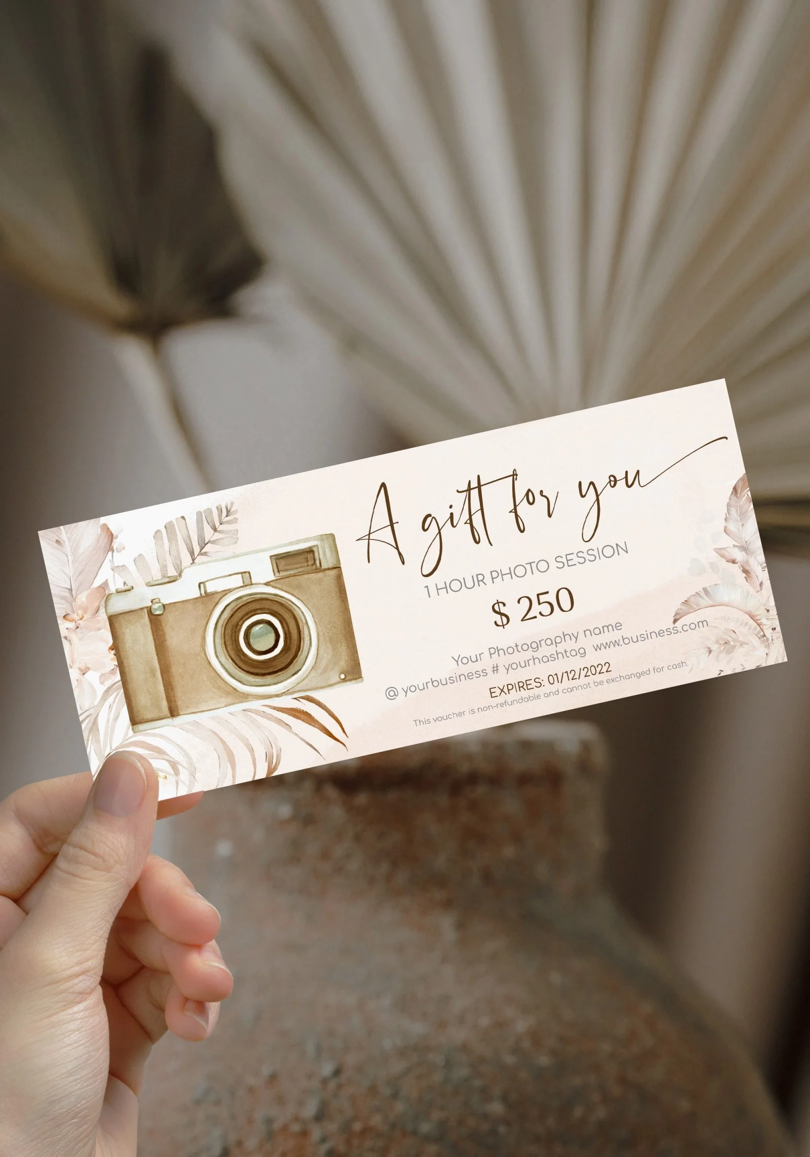 Gift Certificate Template Editable Gift Voucher Photography Gift Certificate Template Gift Card For Customer Photo Session Voucher Card Aoleta