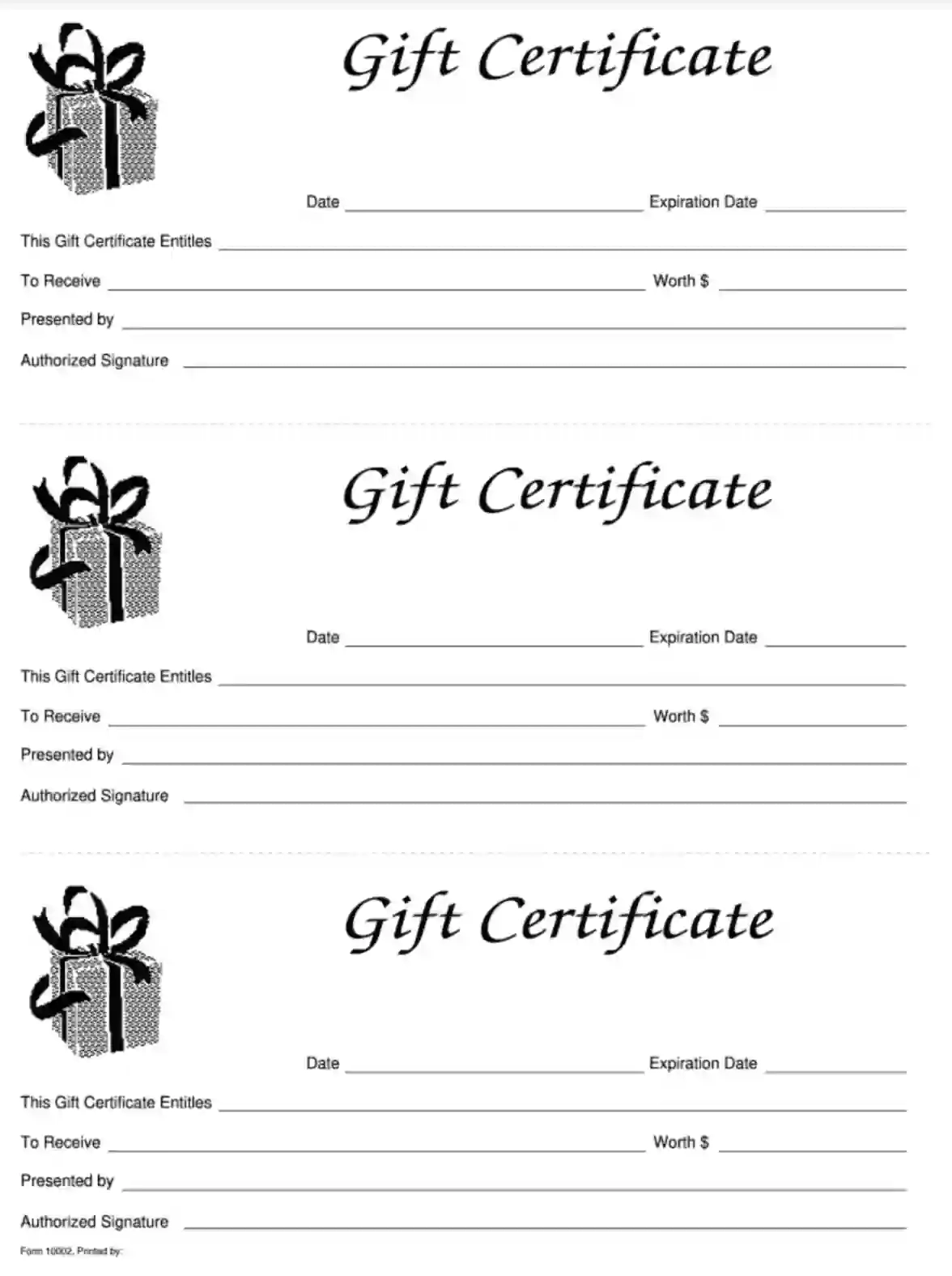 Free Printable Blank Gift Certificates