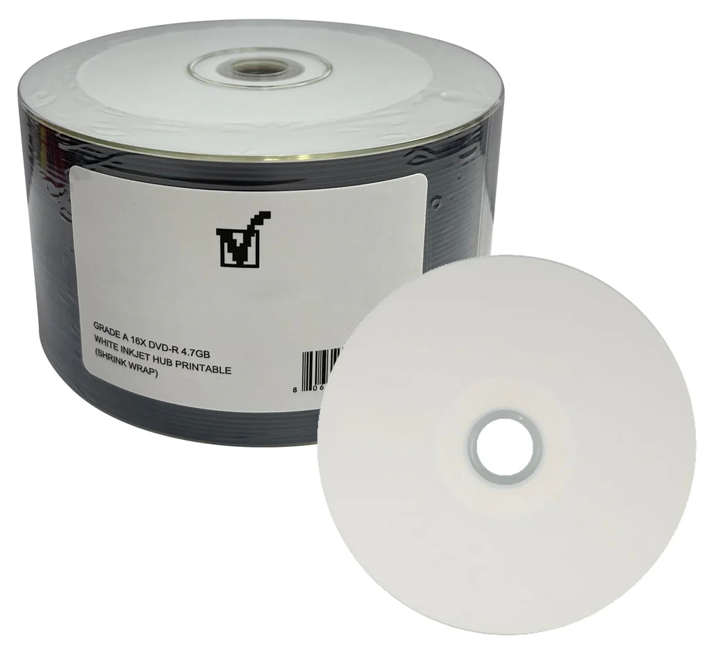 Grade A 16X DVD R 4 7GB White Inkjet Hub Printable Shrink Wrap 