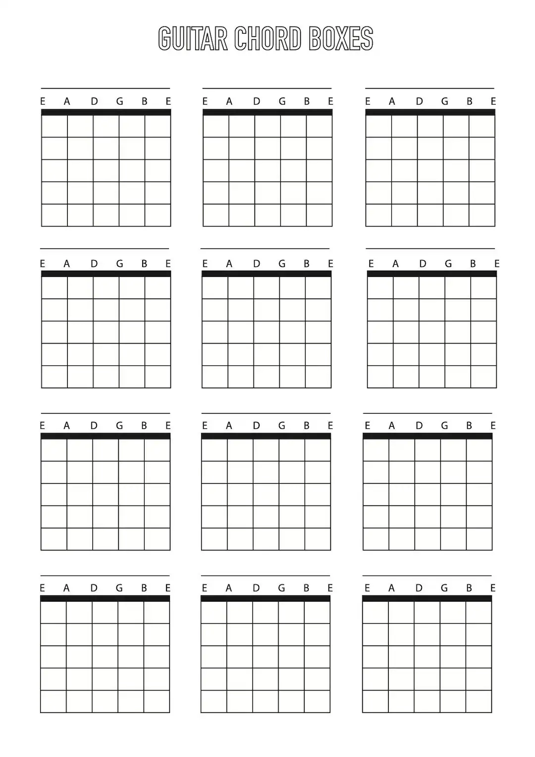 Guitar Chord Box Sheet Downloadable Template A4 Blank 6 String Etsy Guitar Chord Box Sheet Downloadable Template A4 Blank 6 String Etsy