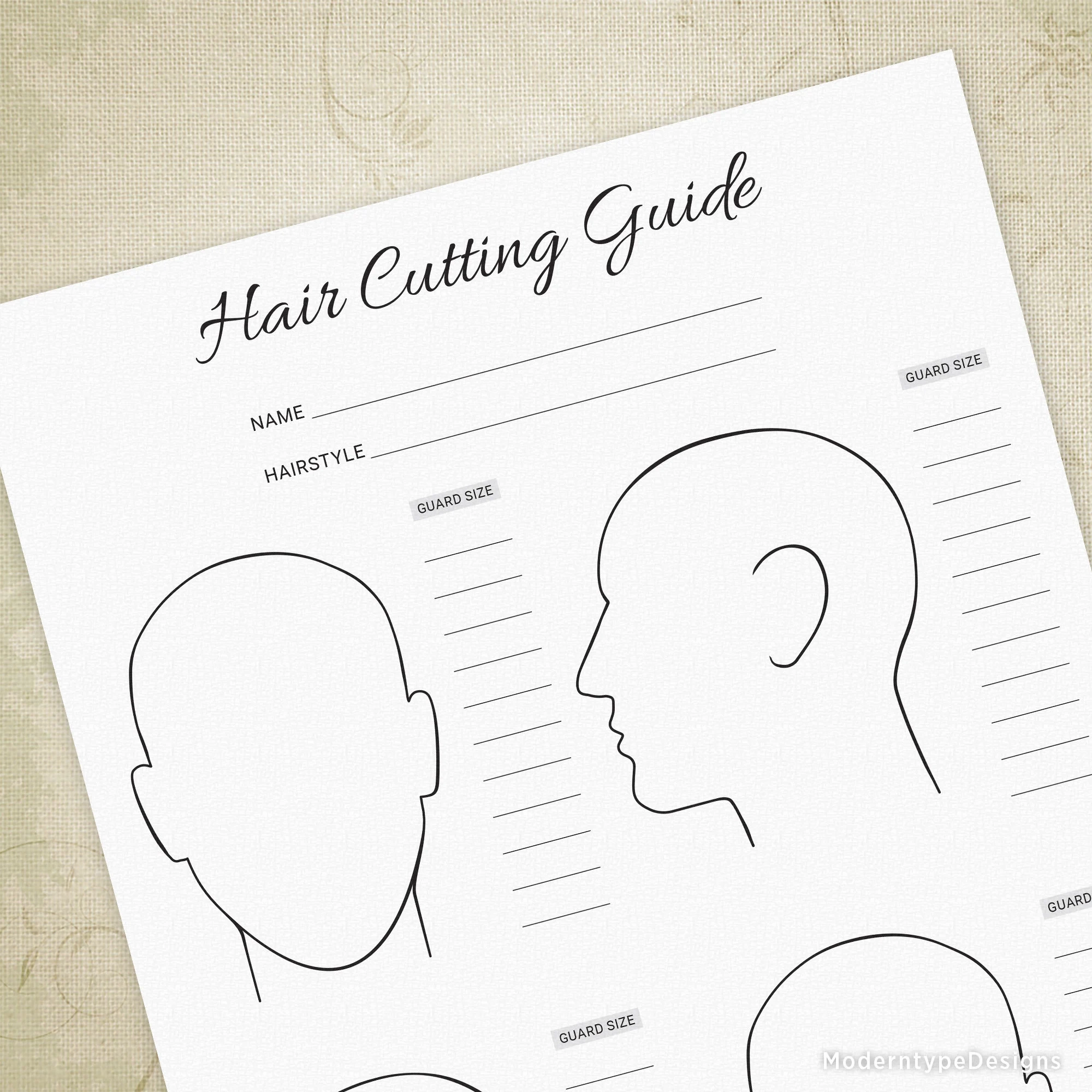 Printable Hair Diagram Blank