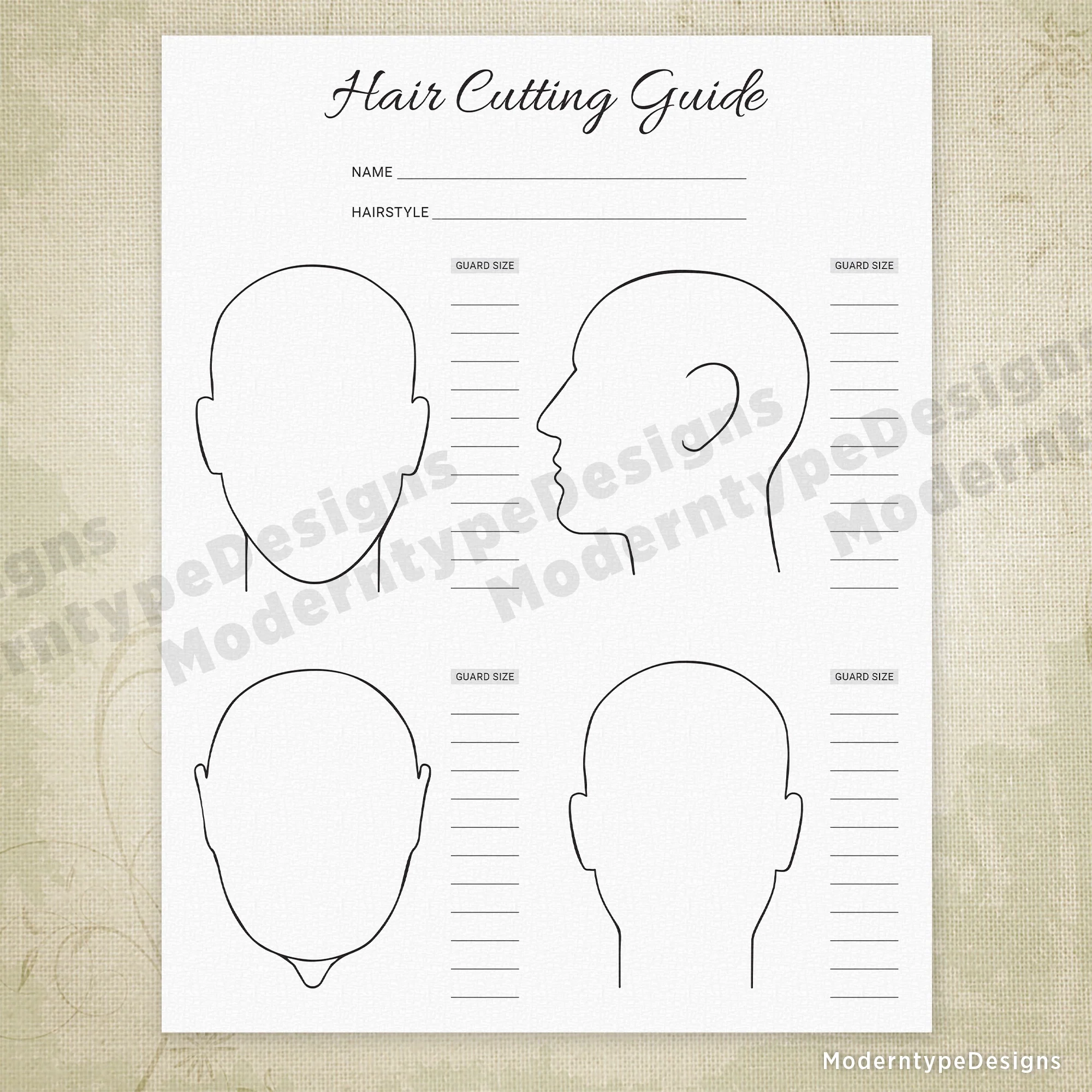 Hair Cutting Guide Printable Form