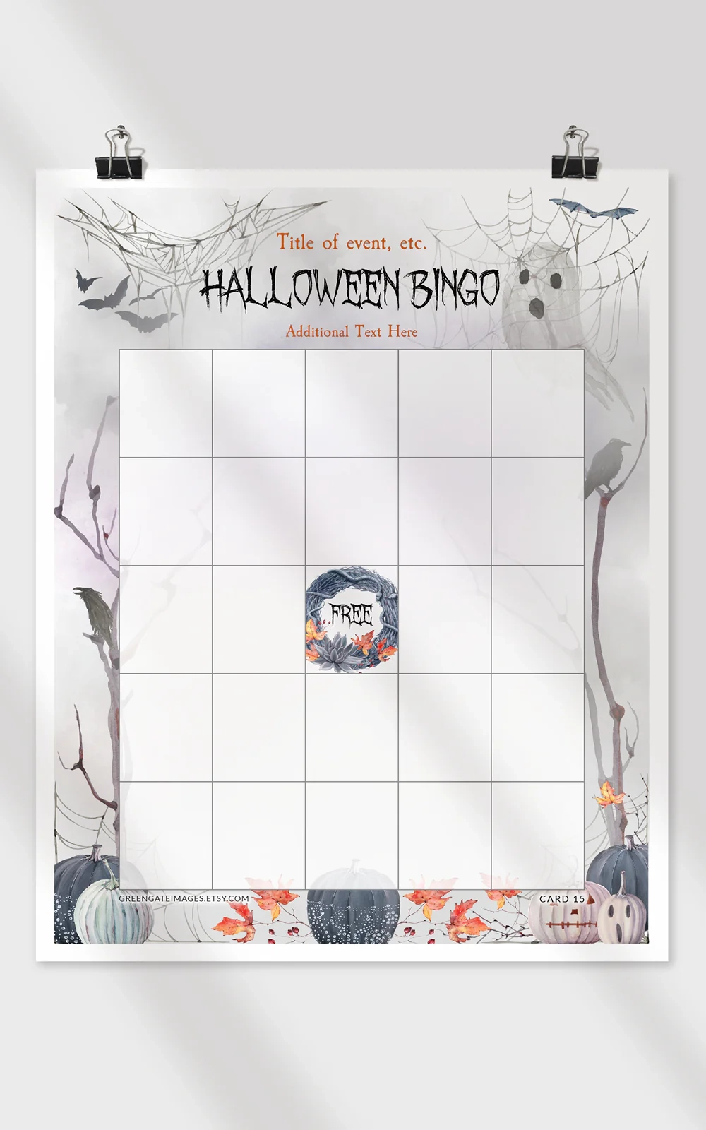 Blank Halloween Bingo Cards Printable