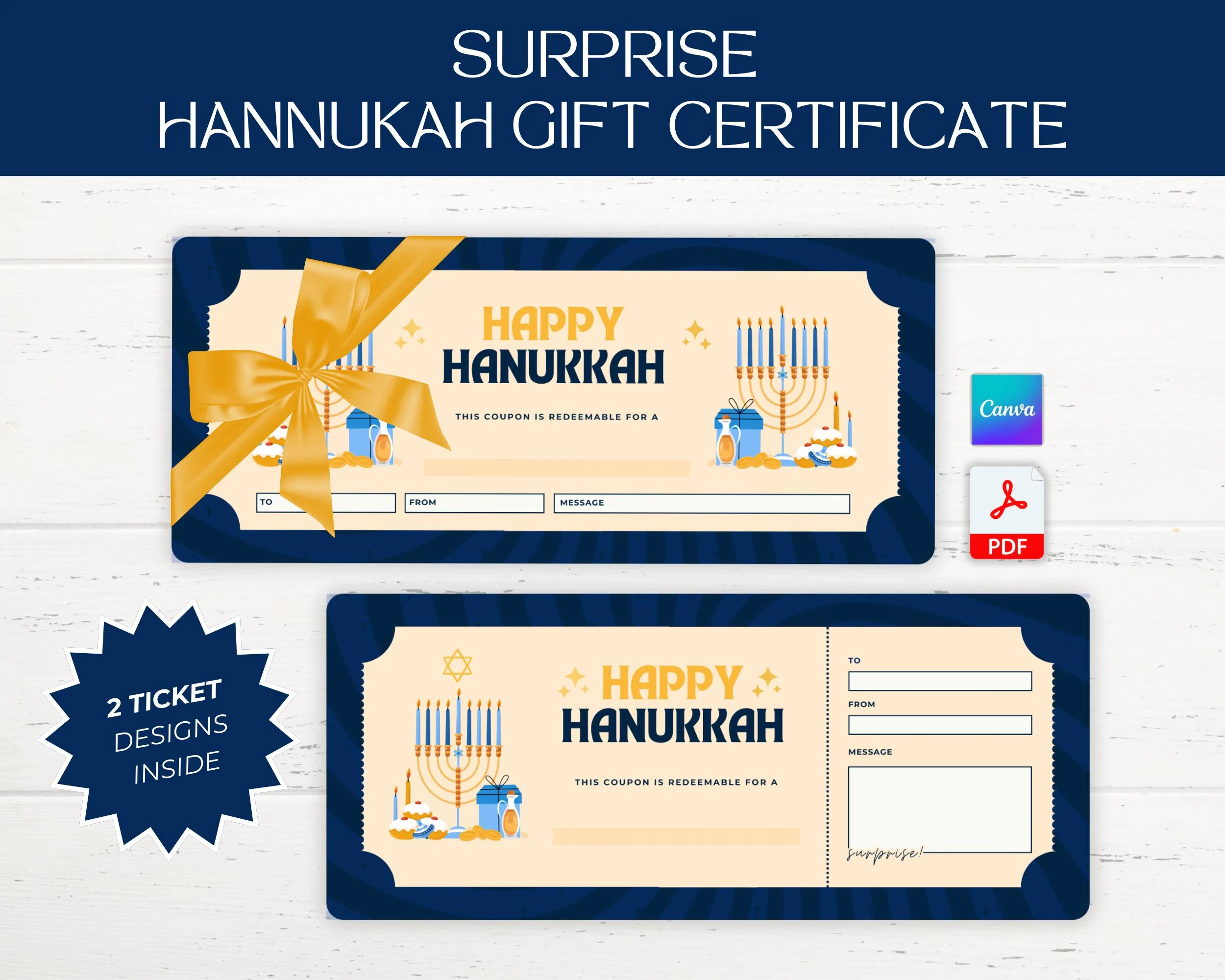 Blank Printable Chanukah Gift Certificate