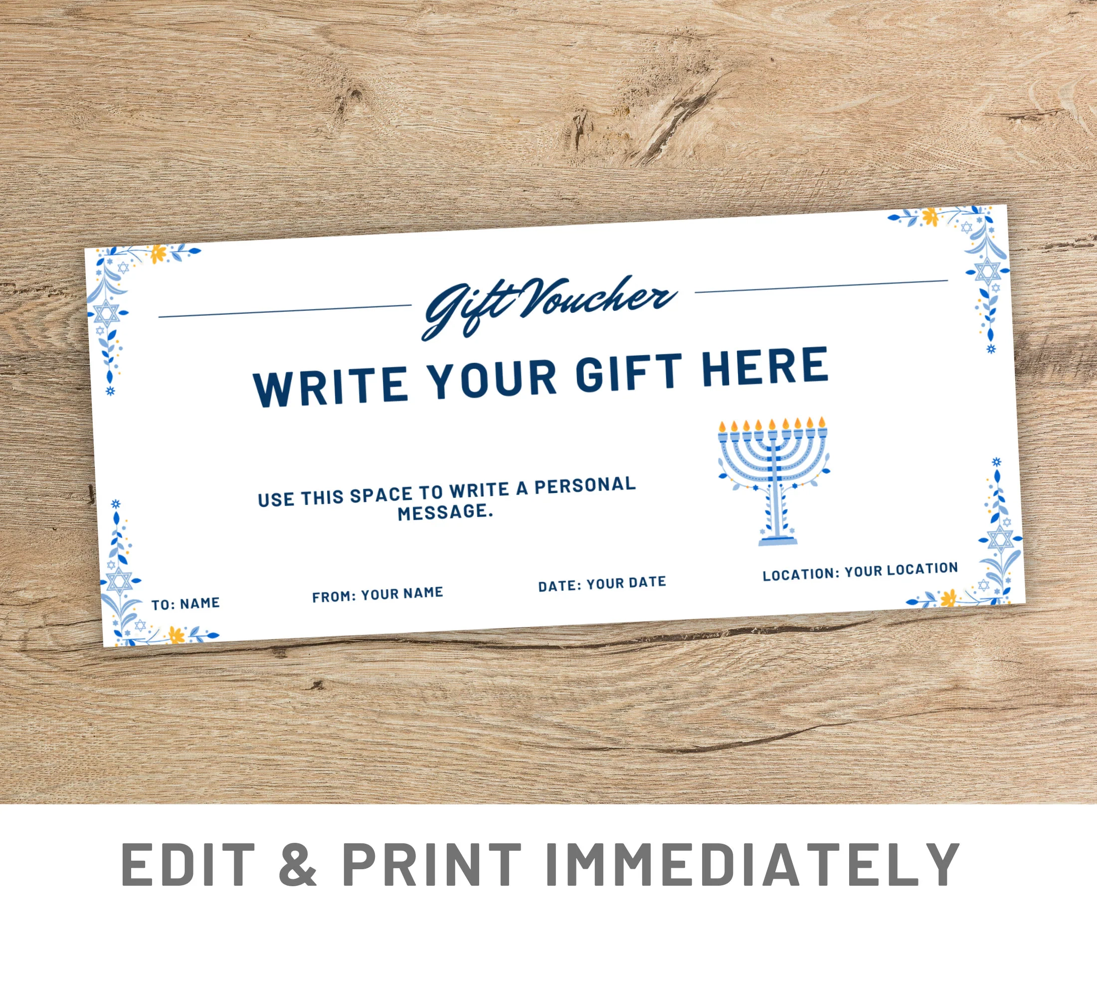 Hanukkah Gift Certificate Template Printable 60 Gift Ideas For 2025