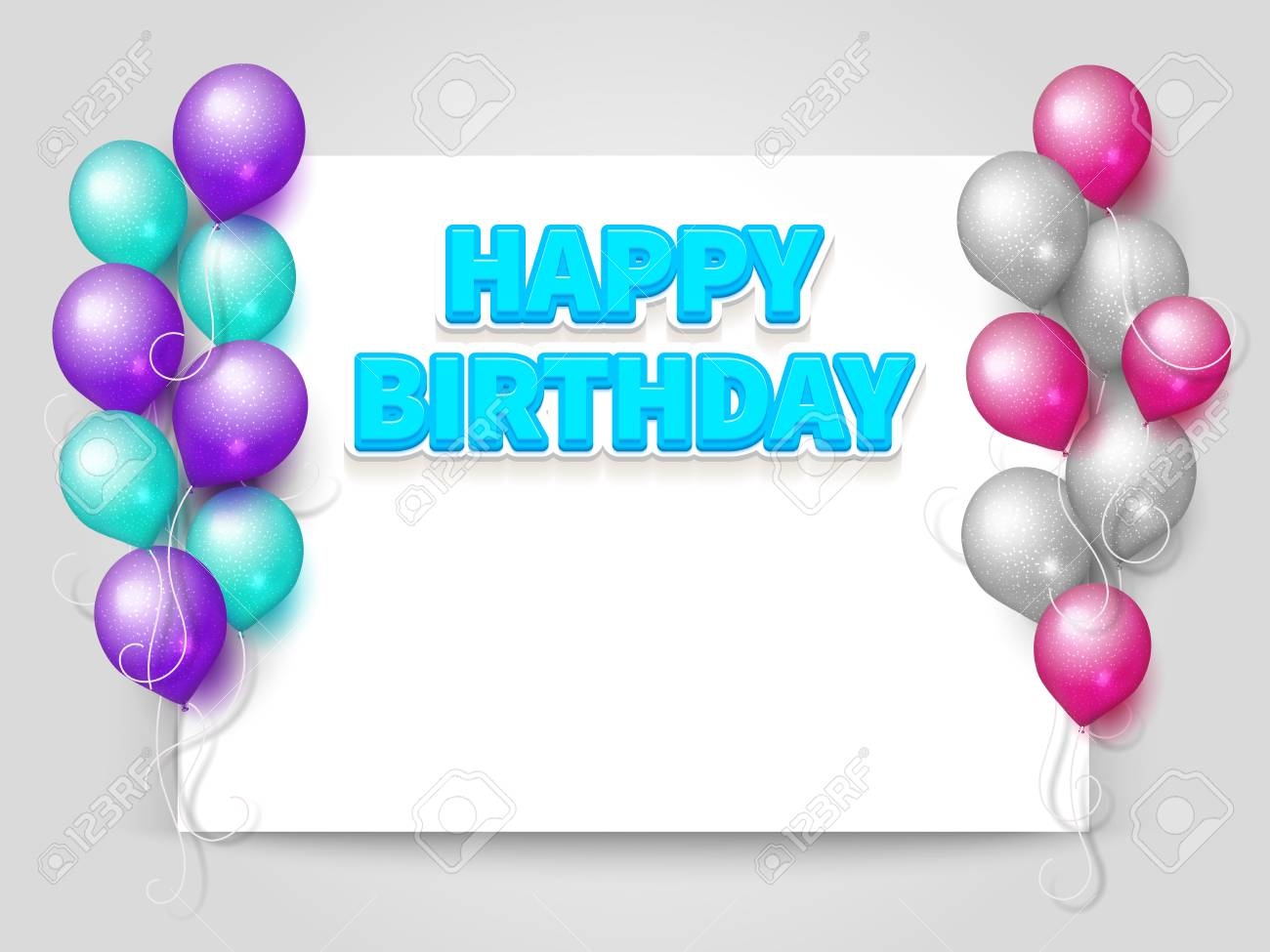 Happy Birthday Greeting Card Vector Template With Blank Paper 