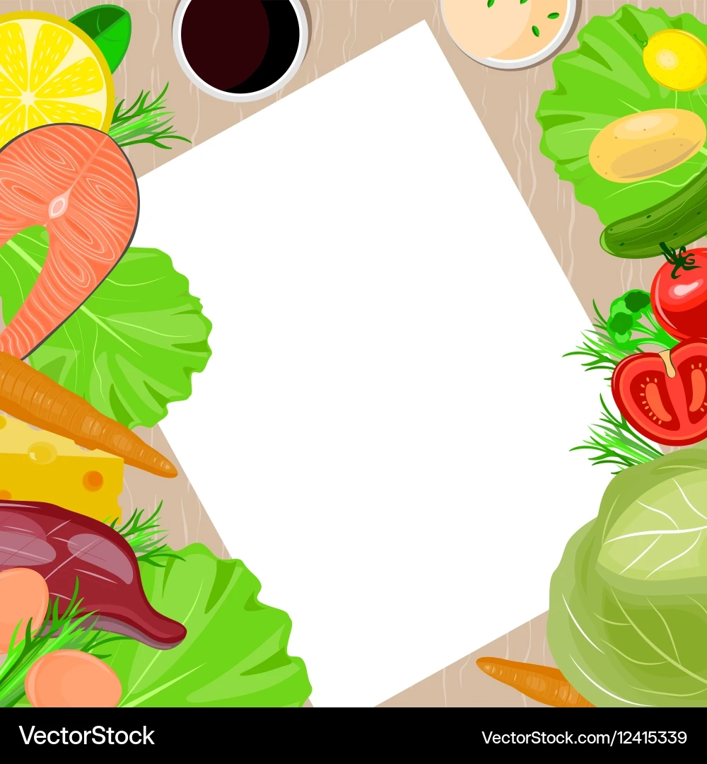Healthy Food And Paper Blank Template Royalty Free Vector