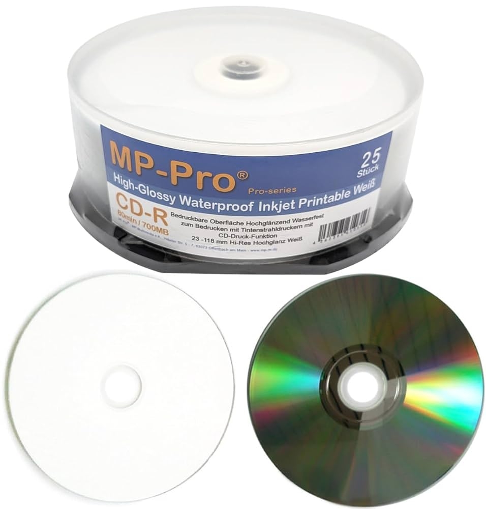 High Glossy Waterproof Printable CD R Blanks 80 Min 700 MB Nano 