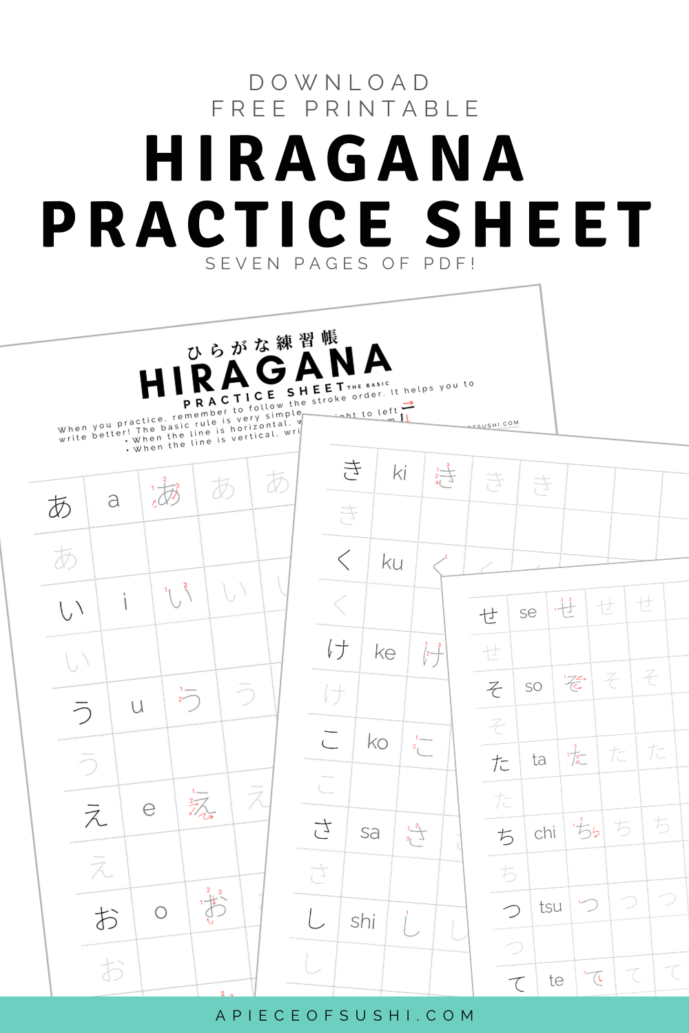 Printable Blank Hiragana Practice Sheets