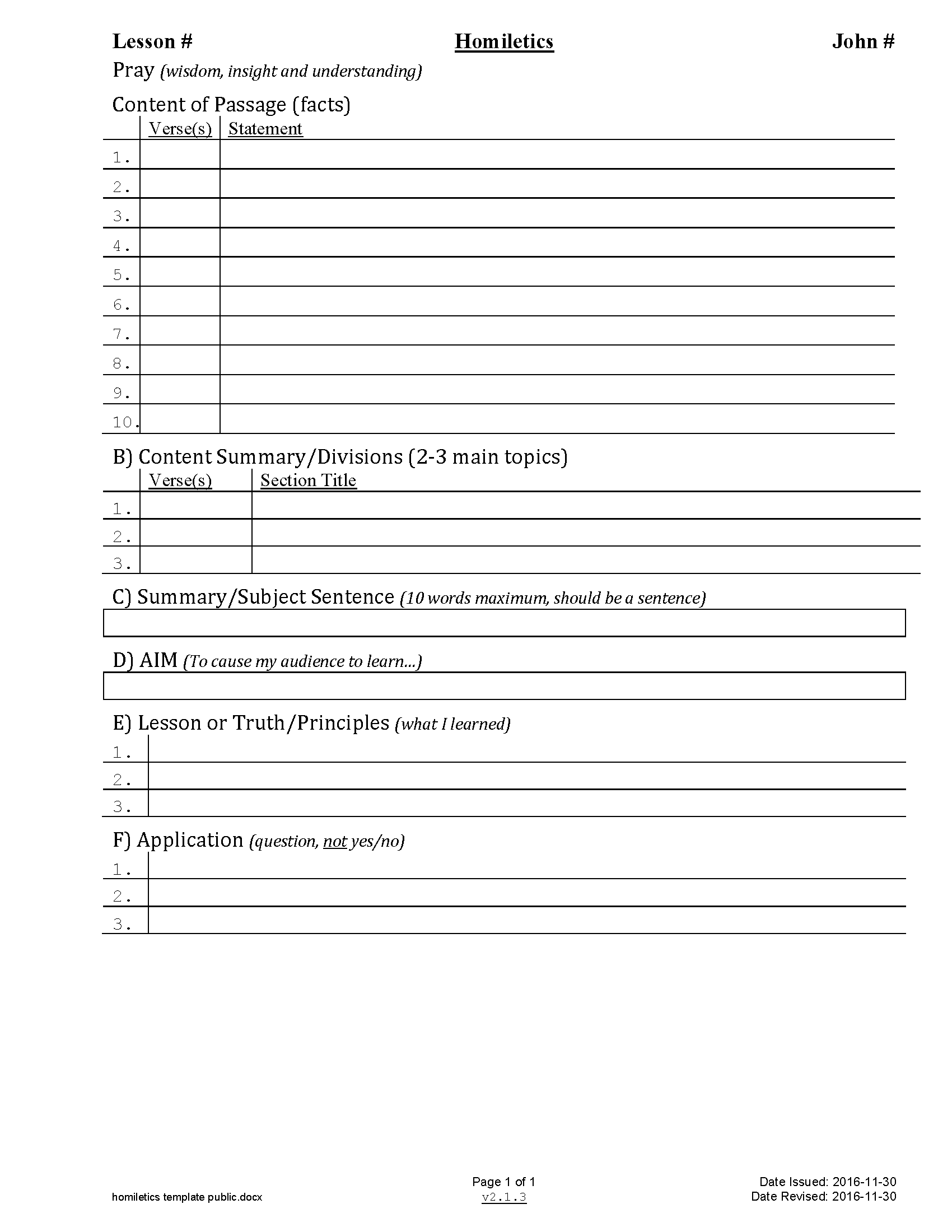 Homeletics Template Bible Study Printables Bible Study 