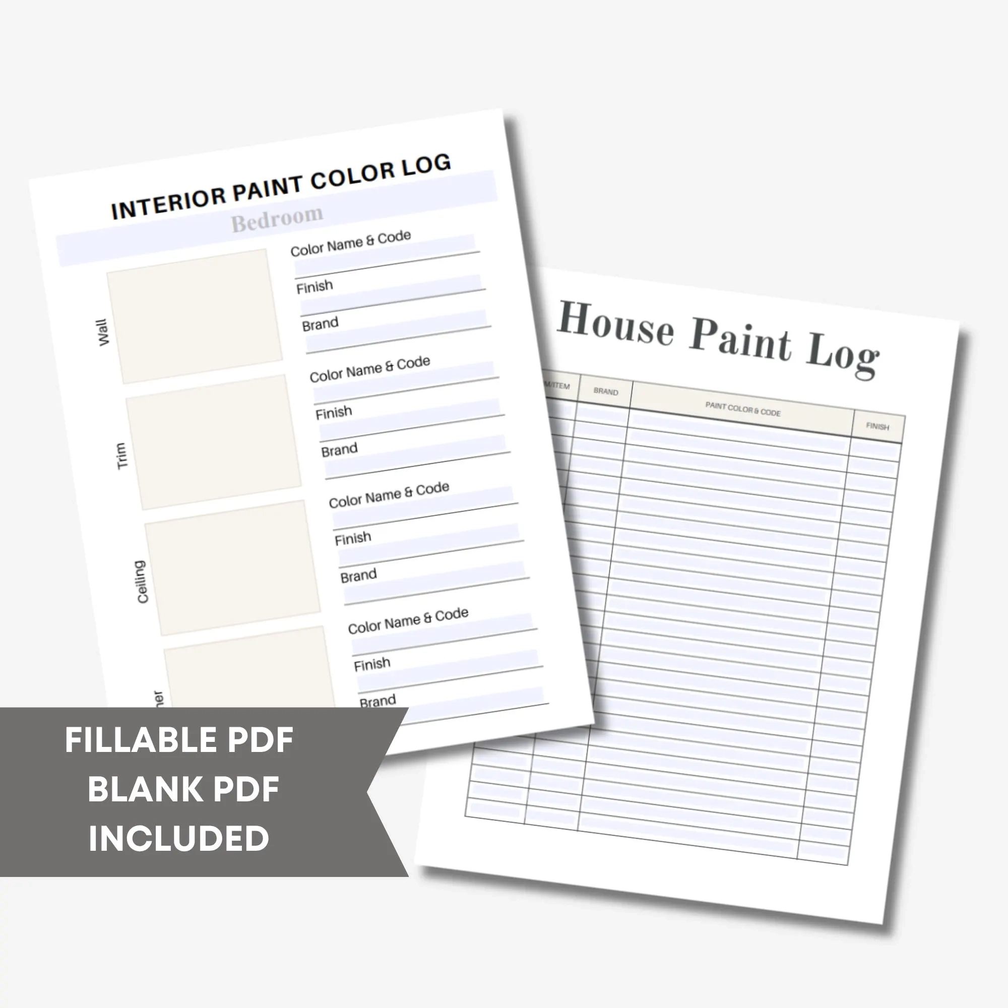 Printable Blank Interior Paint Chart