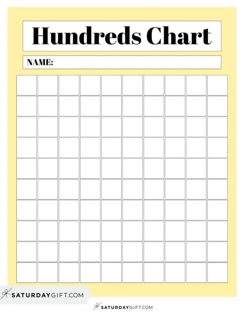 Printable 100s Chart Blank