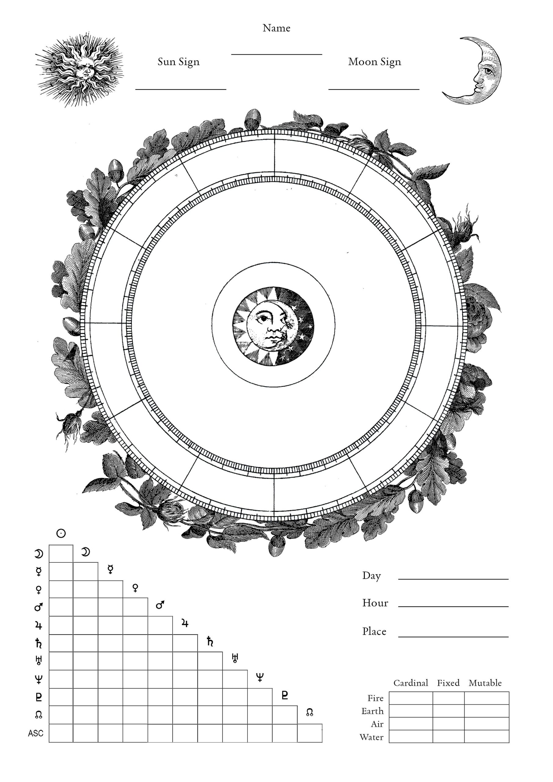 I Made My Own Natal Chart Template Feel Free To Use Printable A4 