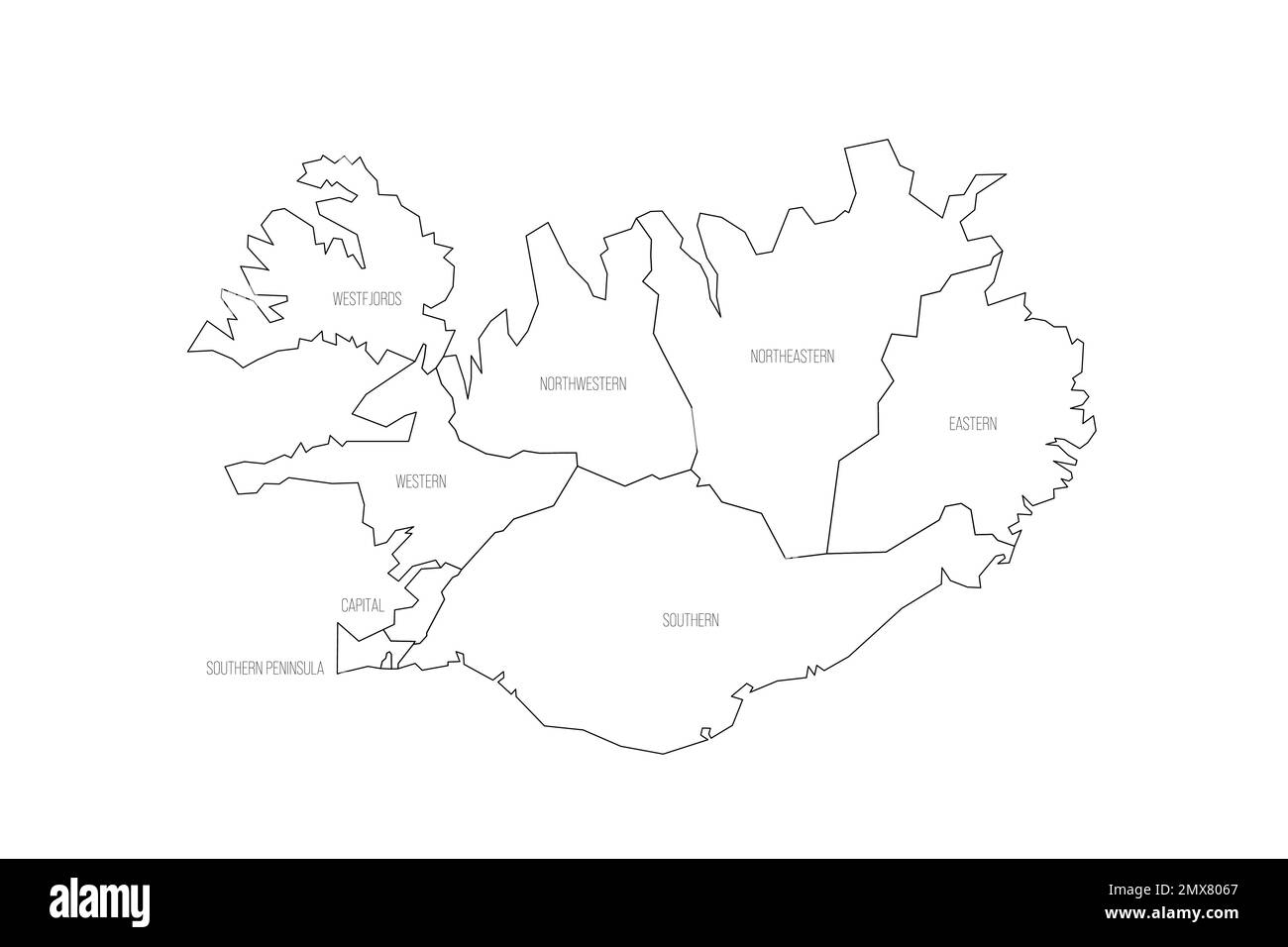 Iceland Political Map Of Administrative Divisions Stock Vector 