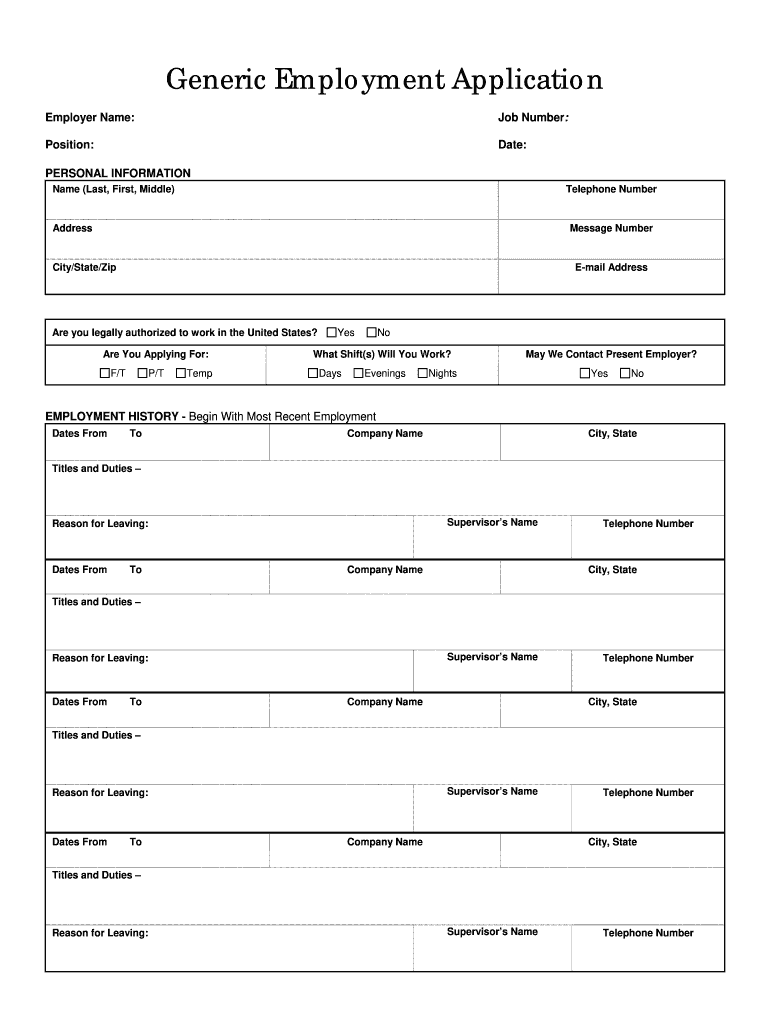 Printable Blank Applications