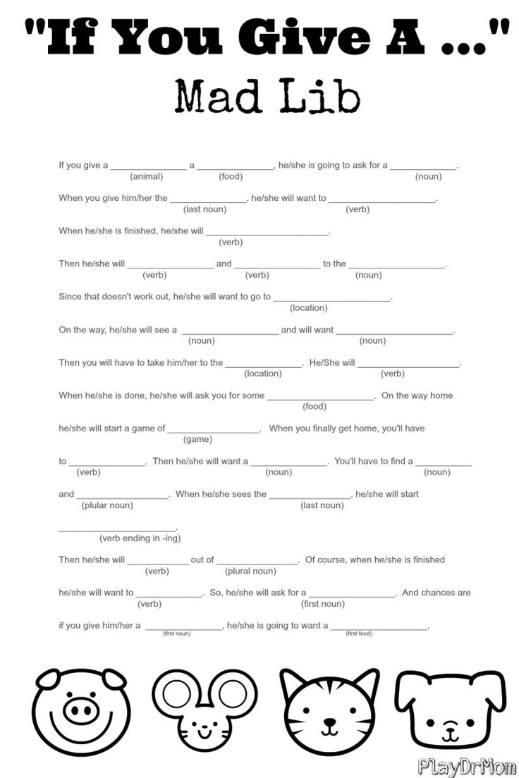 If You Give A Mad Lib Play Dr Mom
