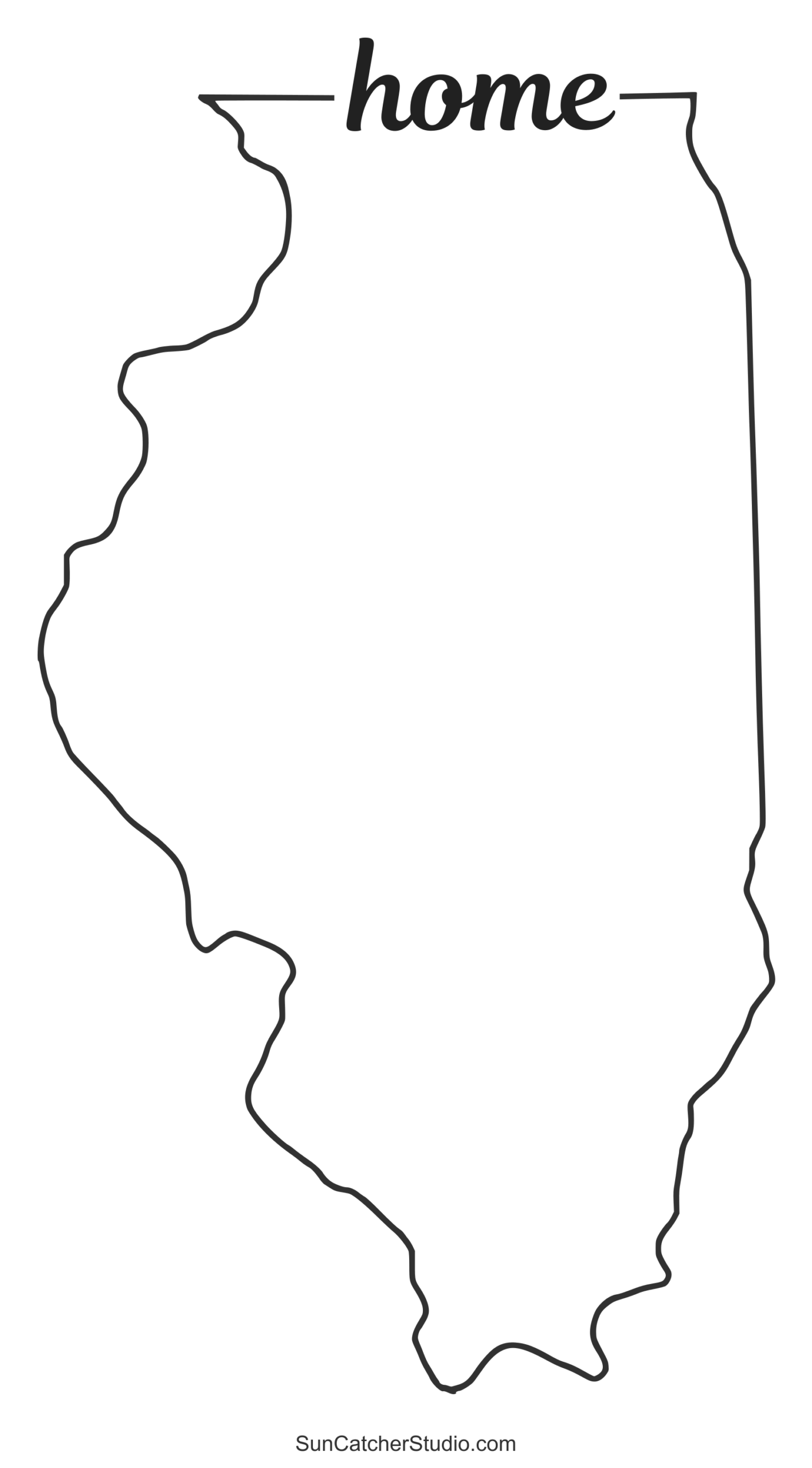 Illinois Map Outline Printable State Shape Stencil Pattern 