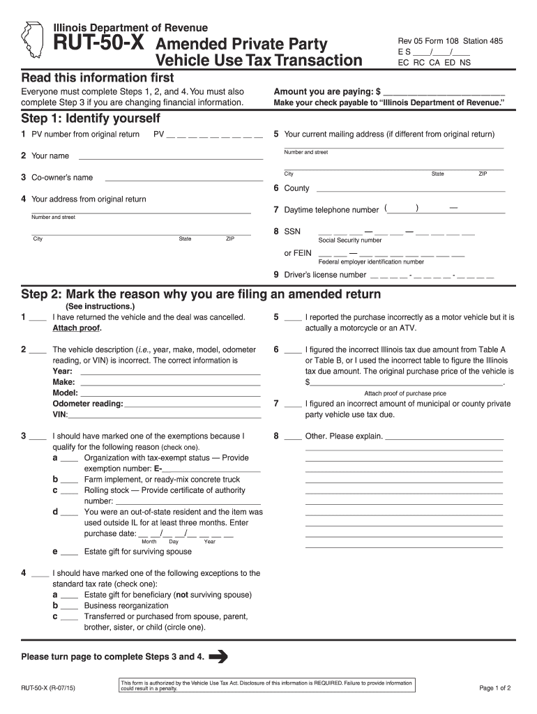 Illinois Tax Form Rut 50 Fill Out amp Sign Online DocHub