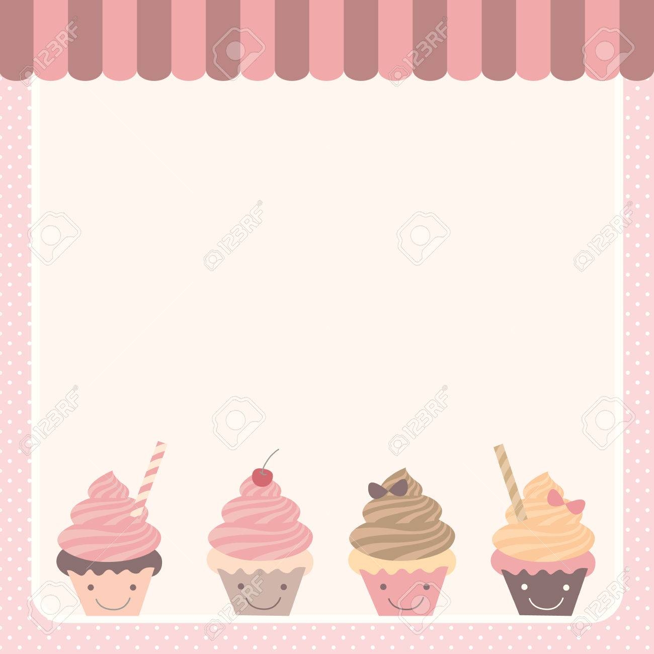 Illustration Vector Of Cute Cupcakes Blank Space For Menu recipe 