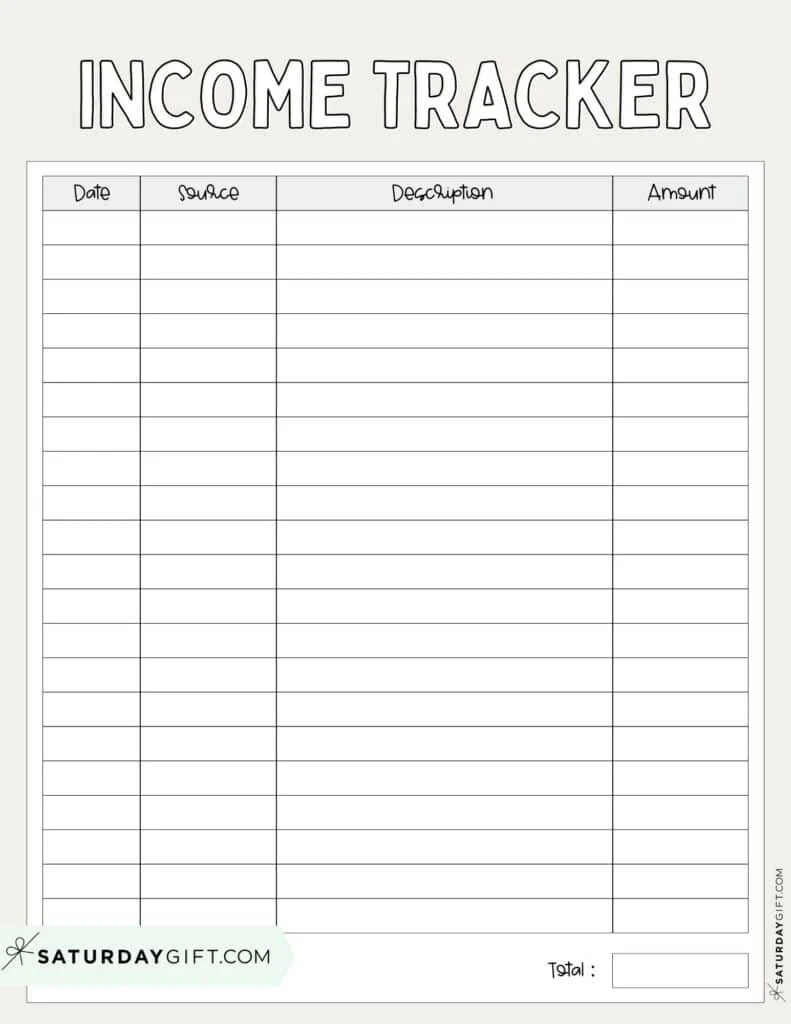 Income Tracker Printable 19 Cute amp Free Printable Templates