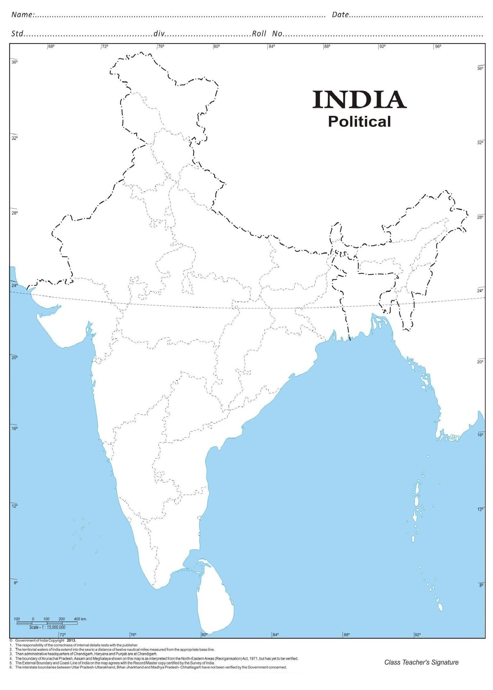 India Political 100 Nos Outline Map Multipurpose Map For 