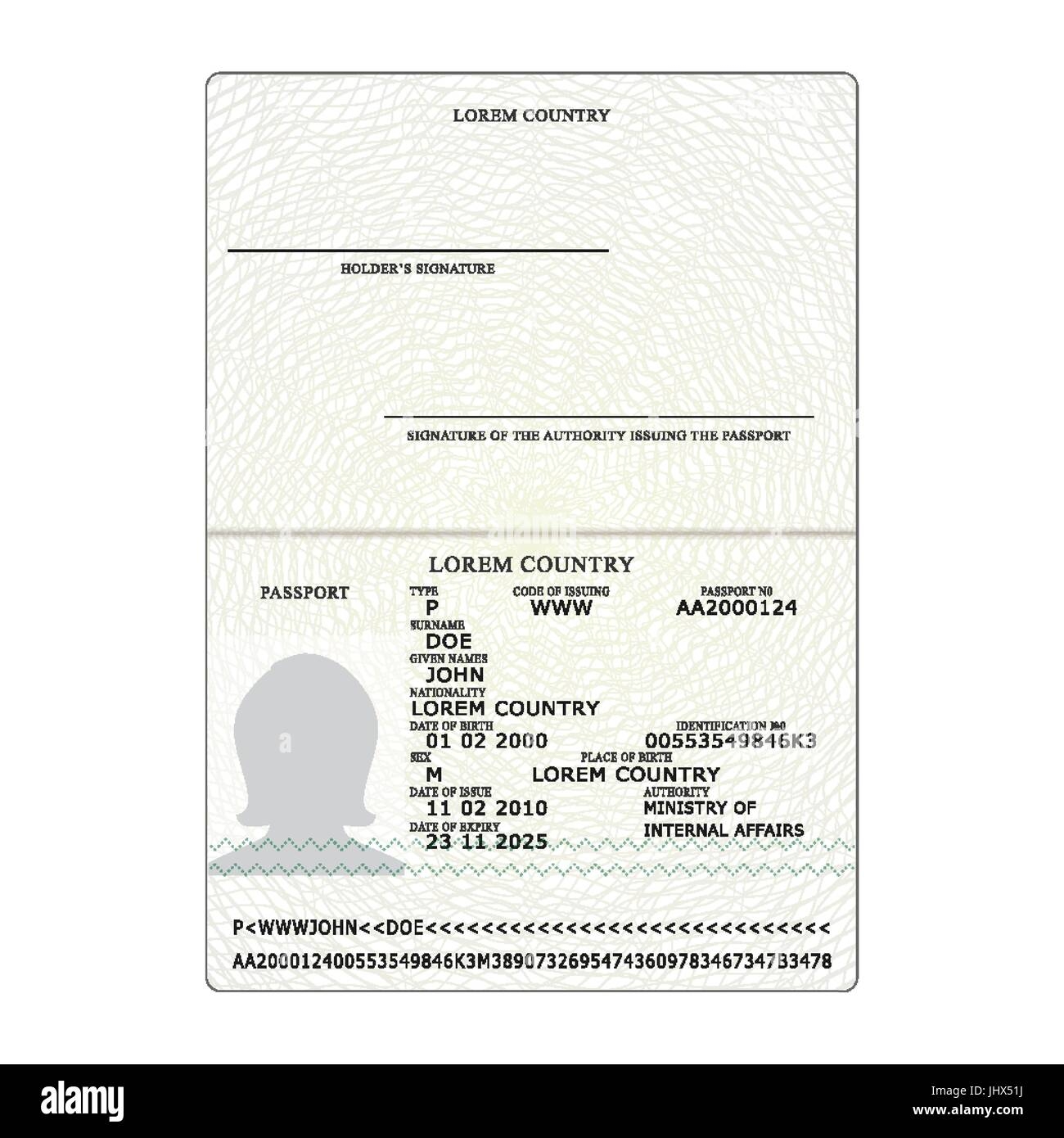 International Passport Vector Opened Passport Page Blank Template 