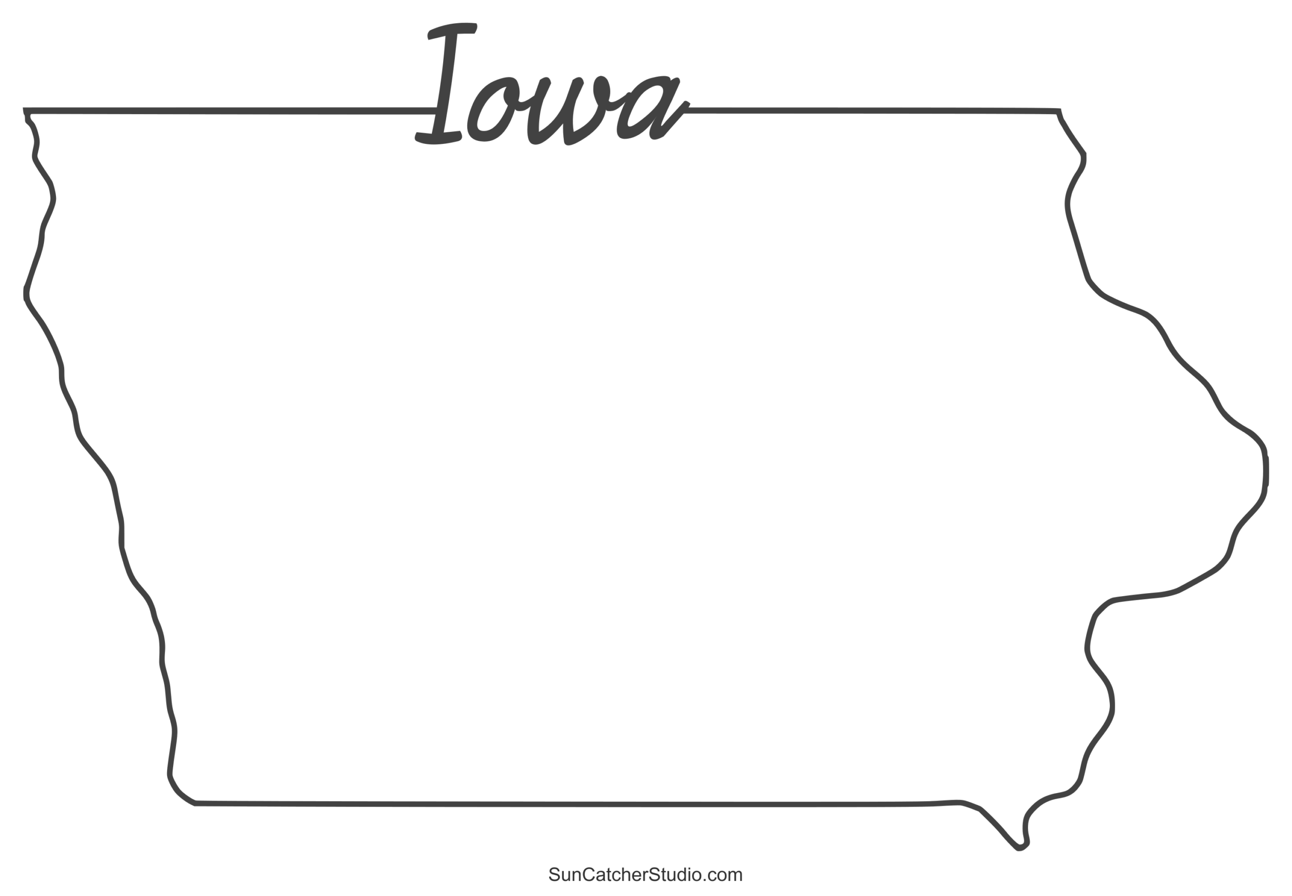 Iowa Map Outline Printable State Shape Stencil Pattern 