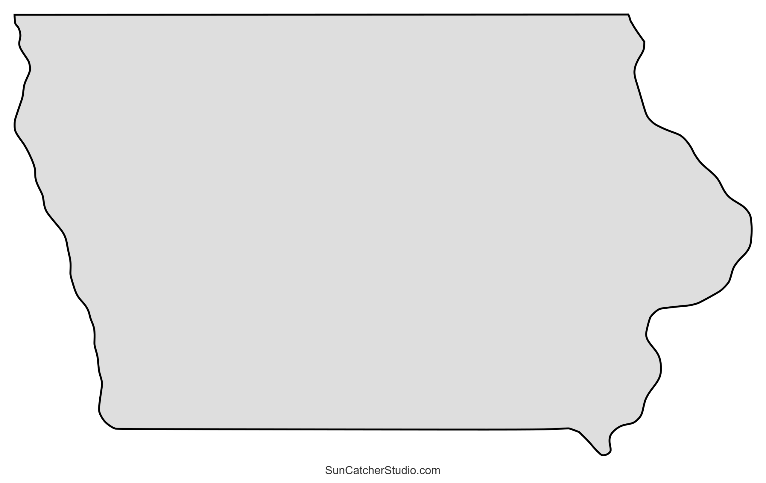 Iowa Map Outline Printable State Shape Stencil Pattern 